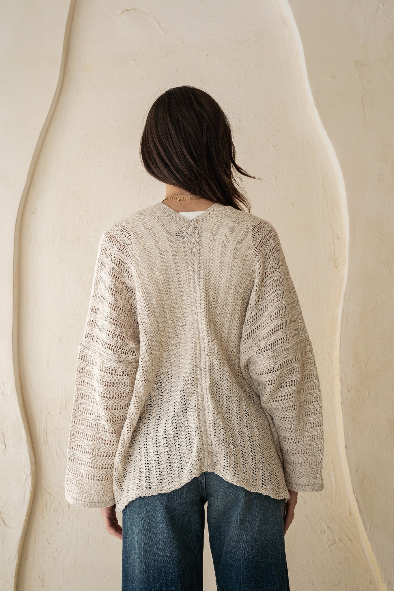 Sunbeam Knit Cardigan in Shimmer Off-white