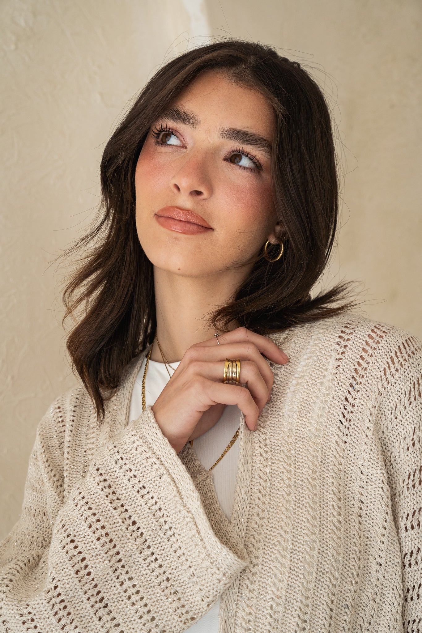 Sunbeam Knit Cardigan in Shimmer Off-white