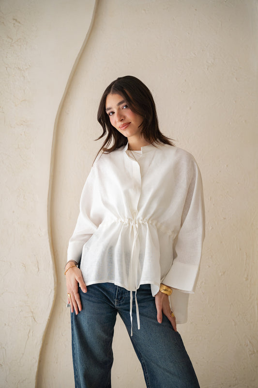 Sun-kissed Linen Blouse in off-White