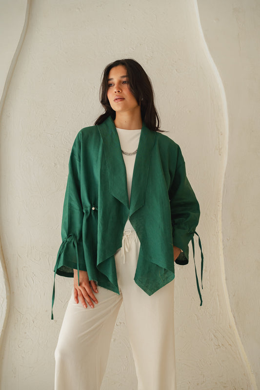 Bitter Sweet Linen Cardigan in Green