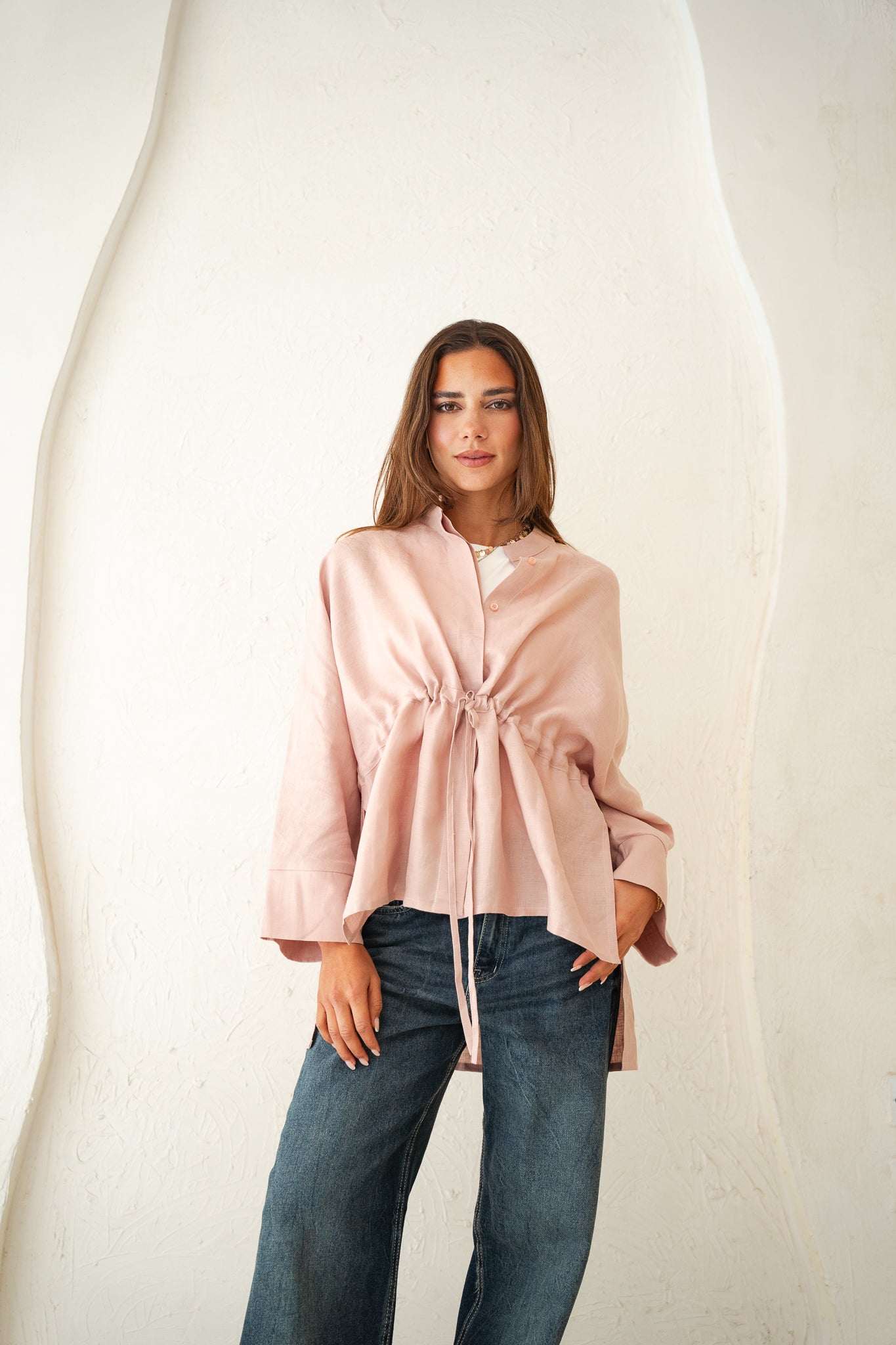 Sun-kissed Linen Blouse in Rose