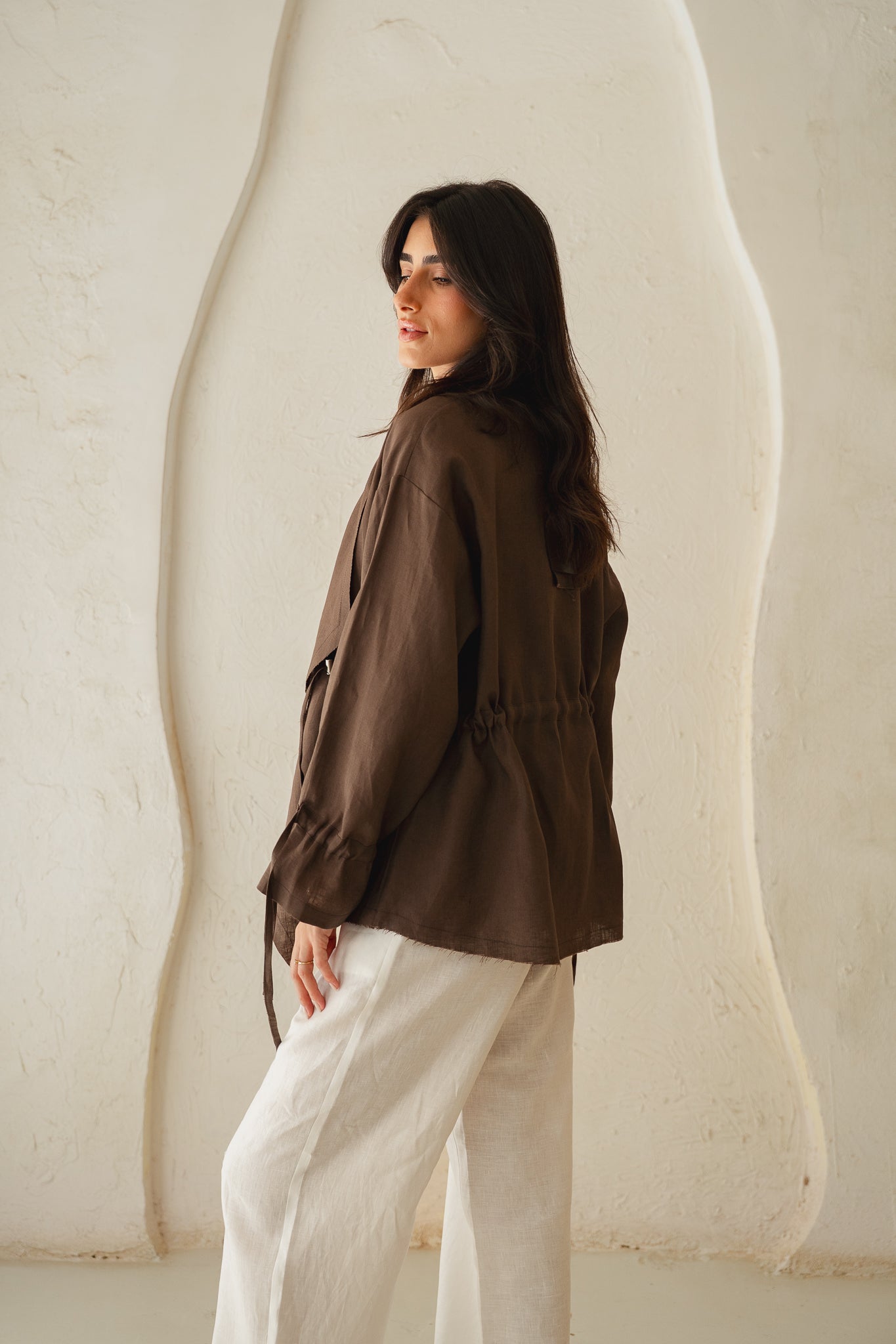 Bitter Sweet Linen Cardigan in Brown