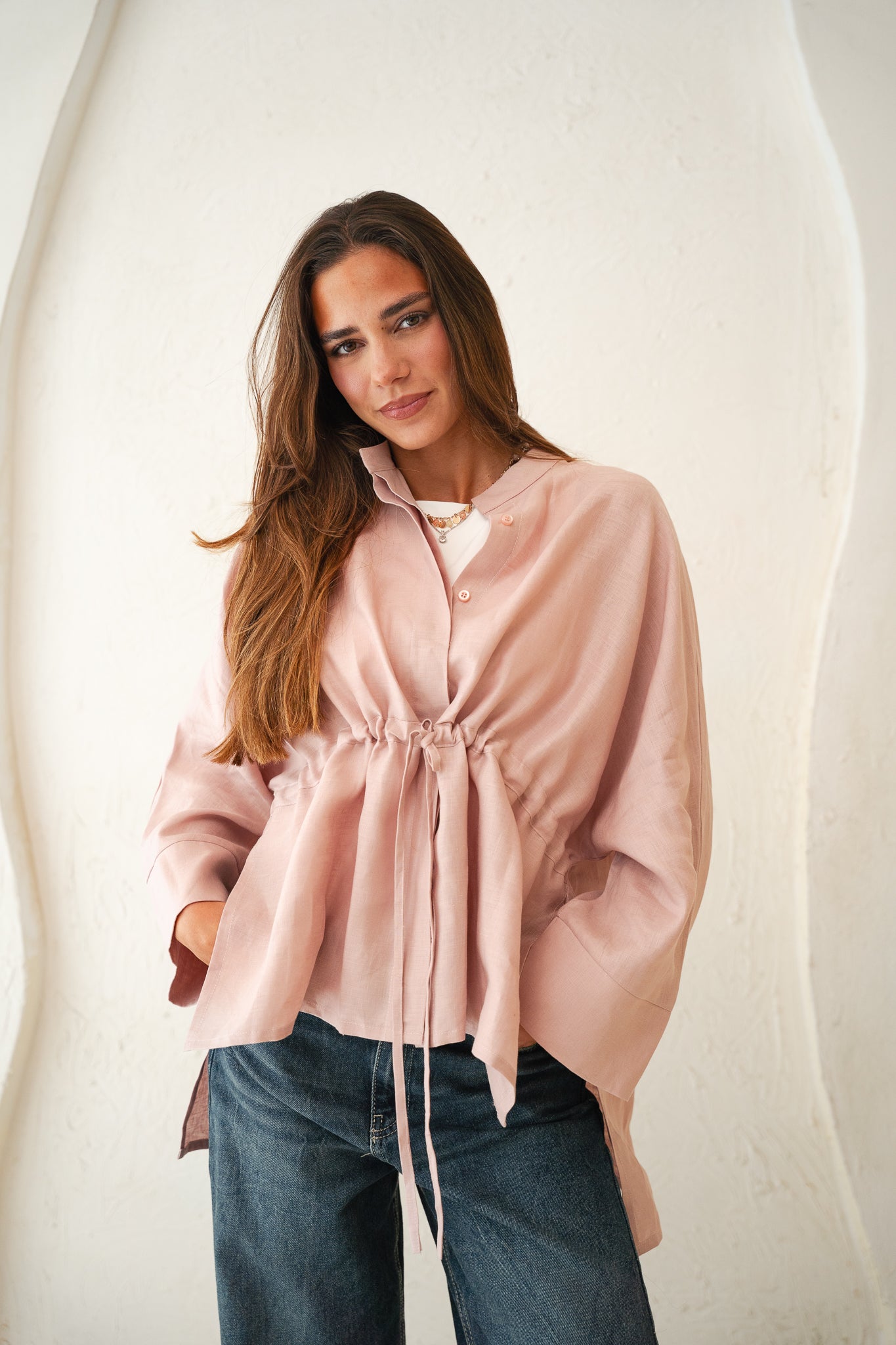 Sun-kissed Linen Blouse in Rose