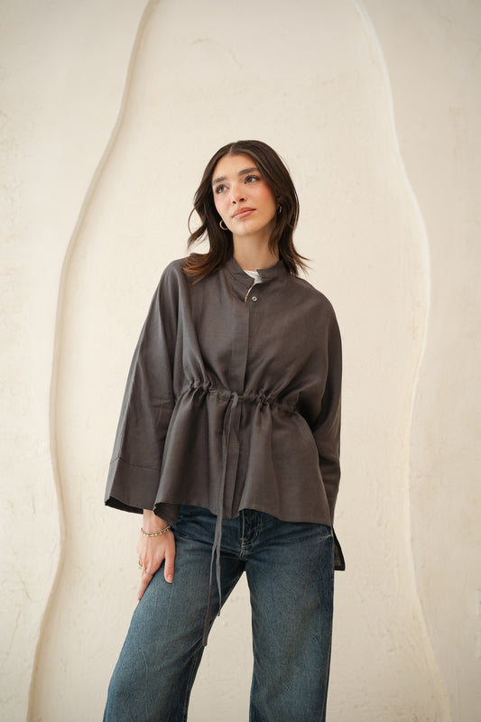 Sun-kissed Linen Blouse in Stone