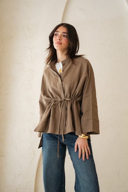 Sun-kissed Linen Blouse in Cafe