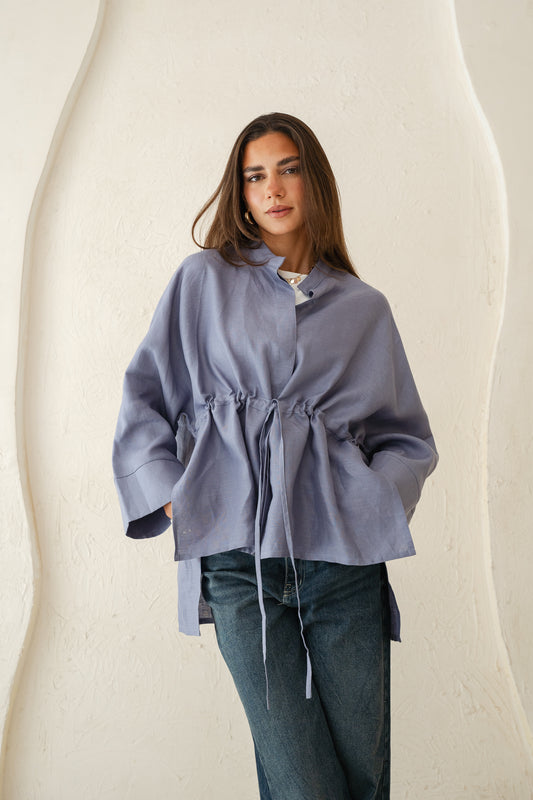 Sun-kissed Linen Blouse in Sky blue
