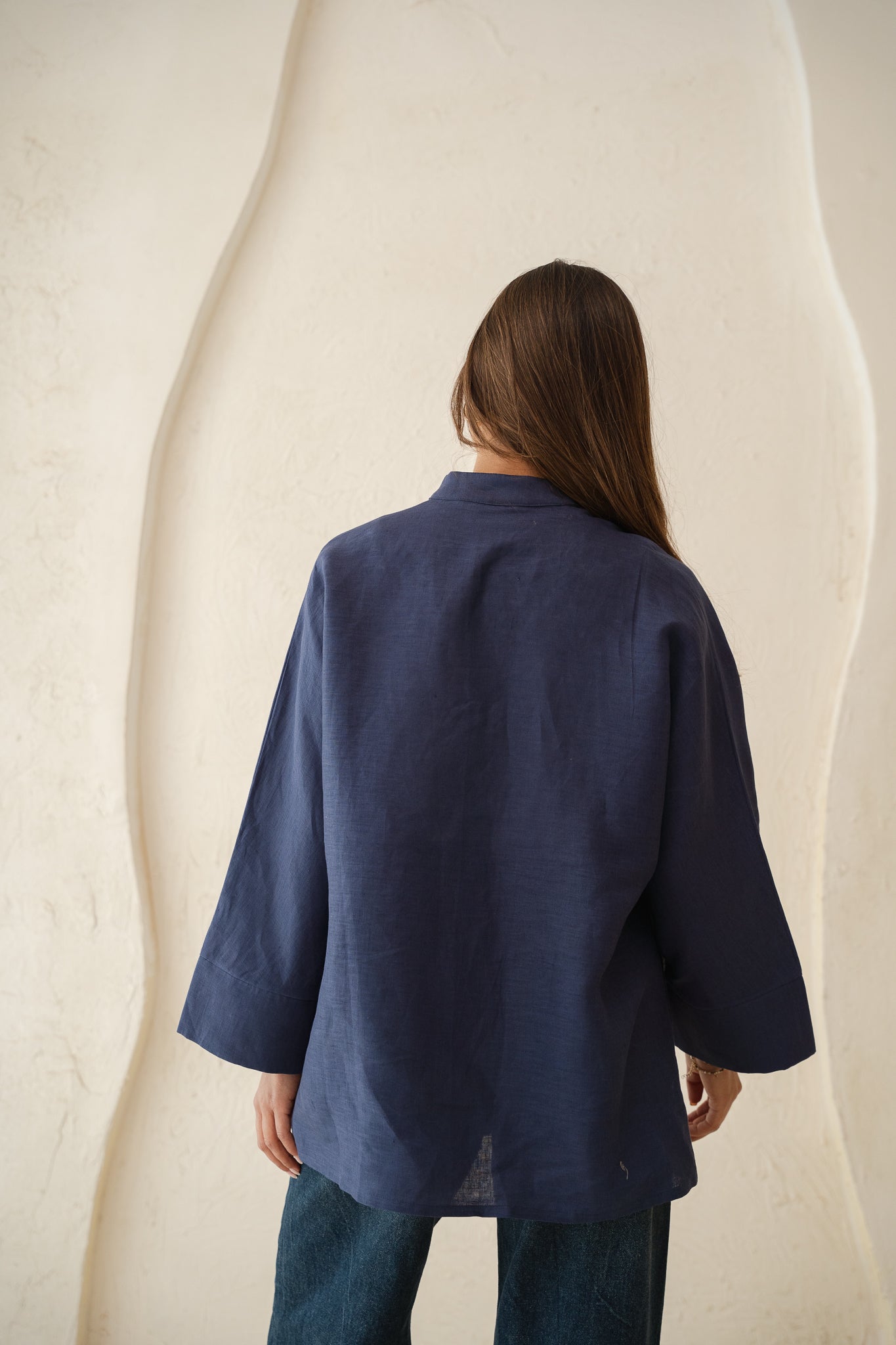 Sun-kissed Linen Blouse in Navy