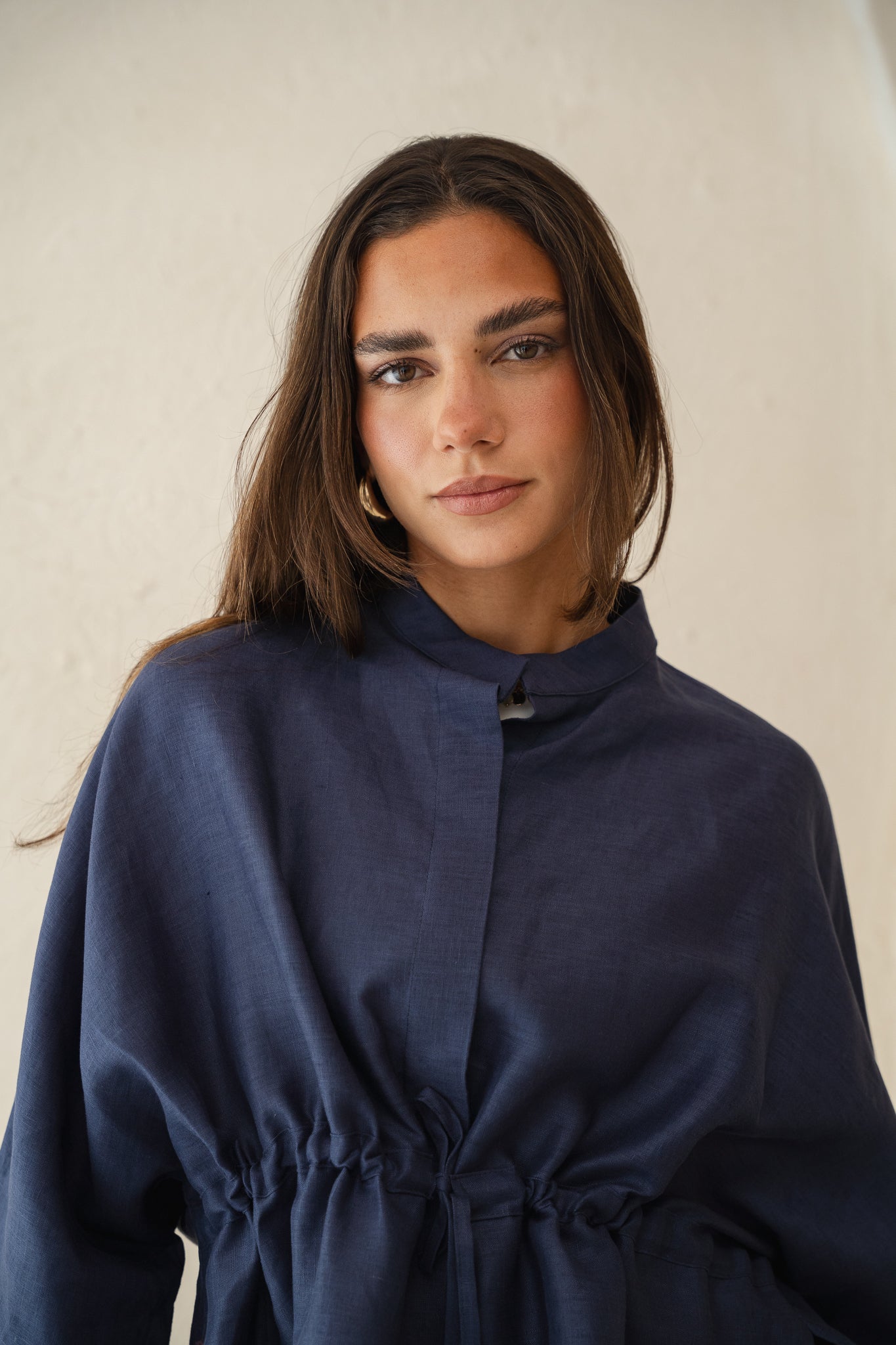 Sun-kissed Linen Blouse in Navy