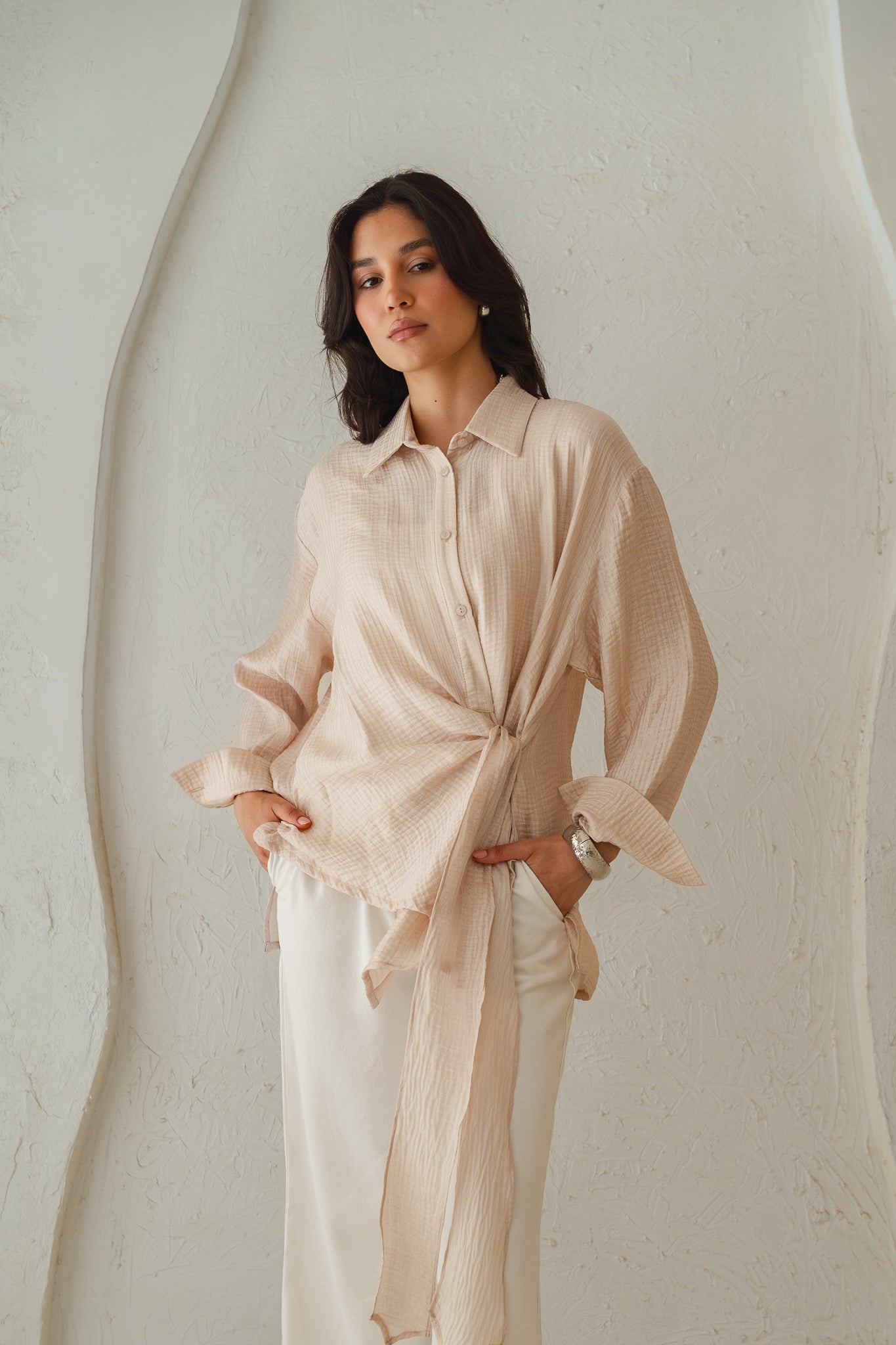 Sideways Blouse in Beige