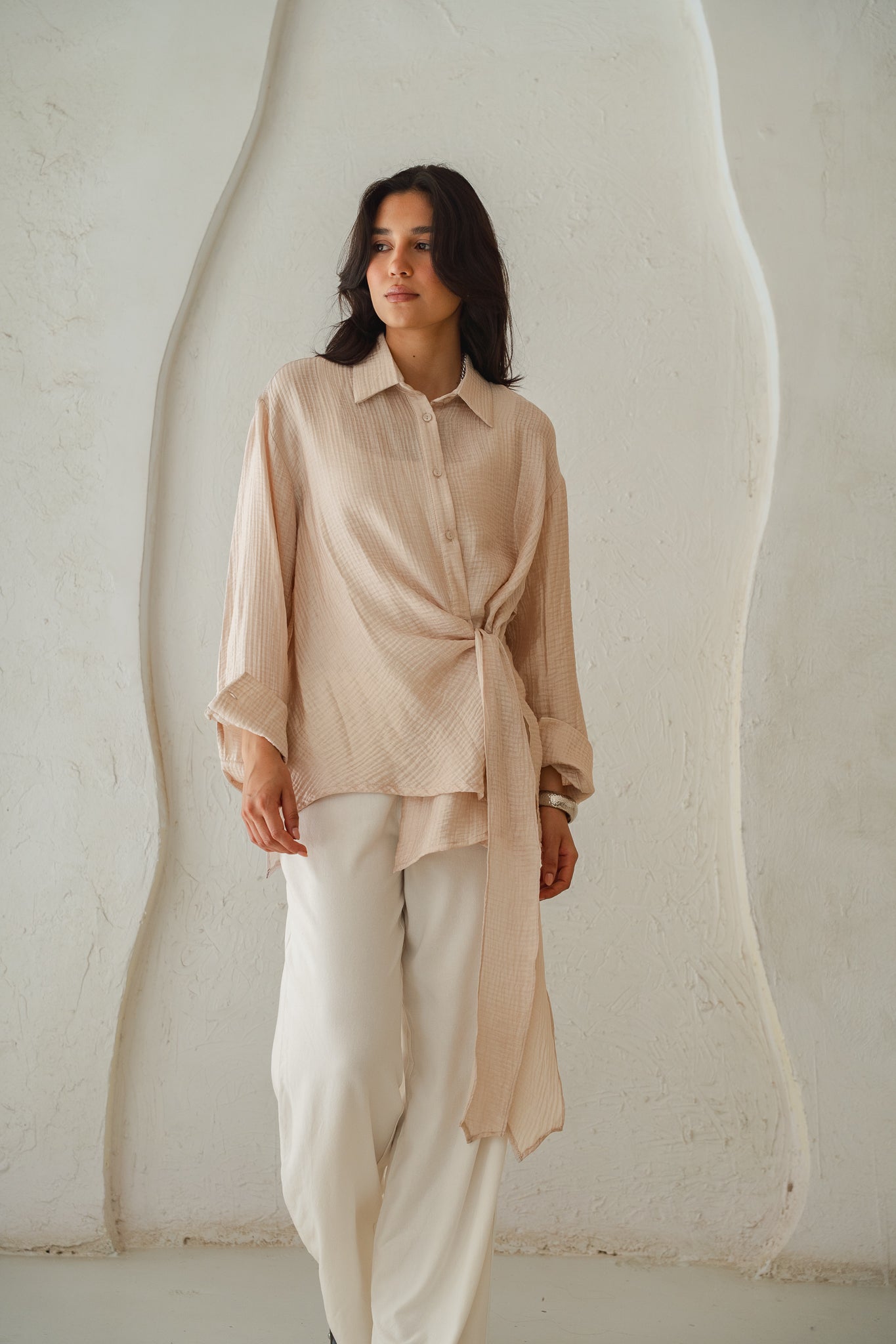 Sideways Blouse in Beige