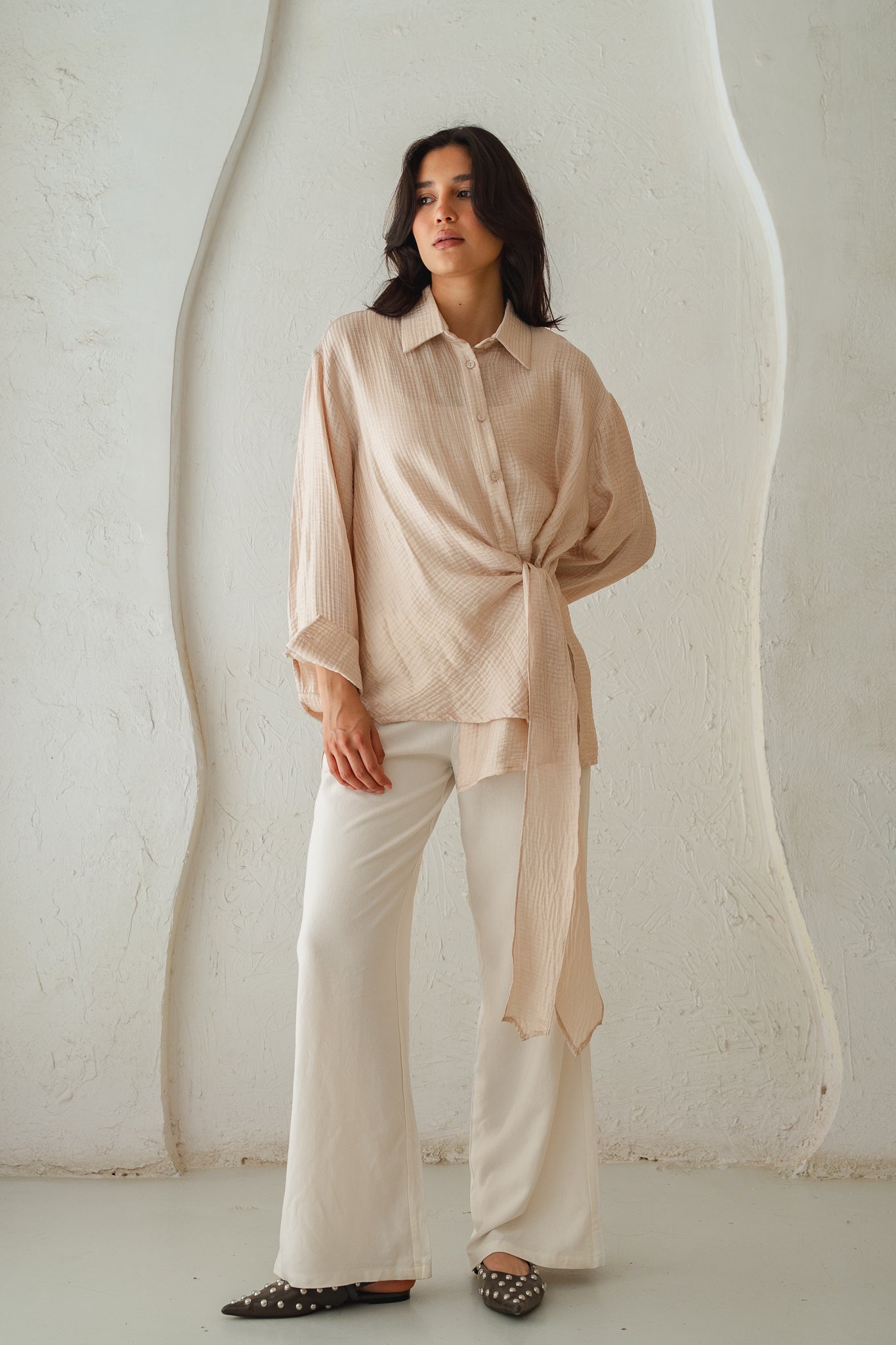 Sideways Blouse in Beige