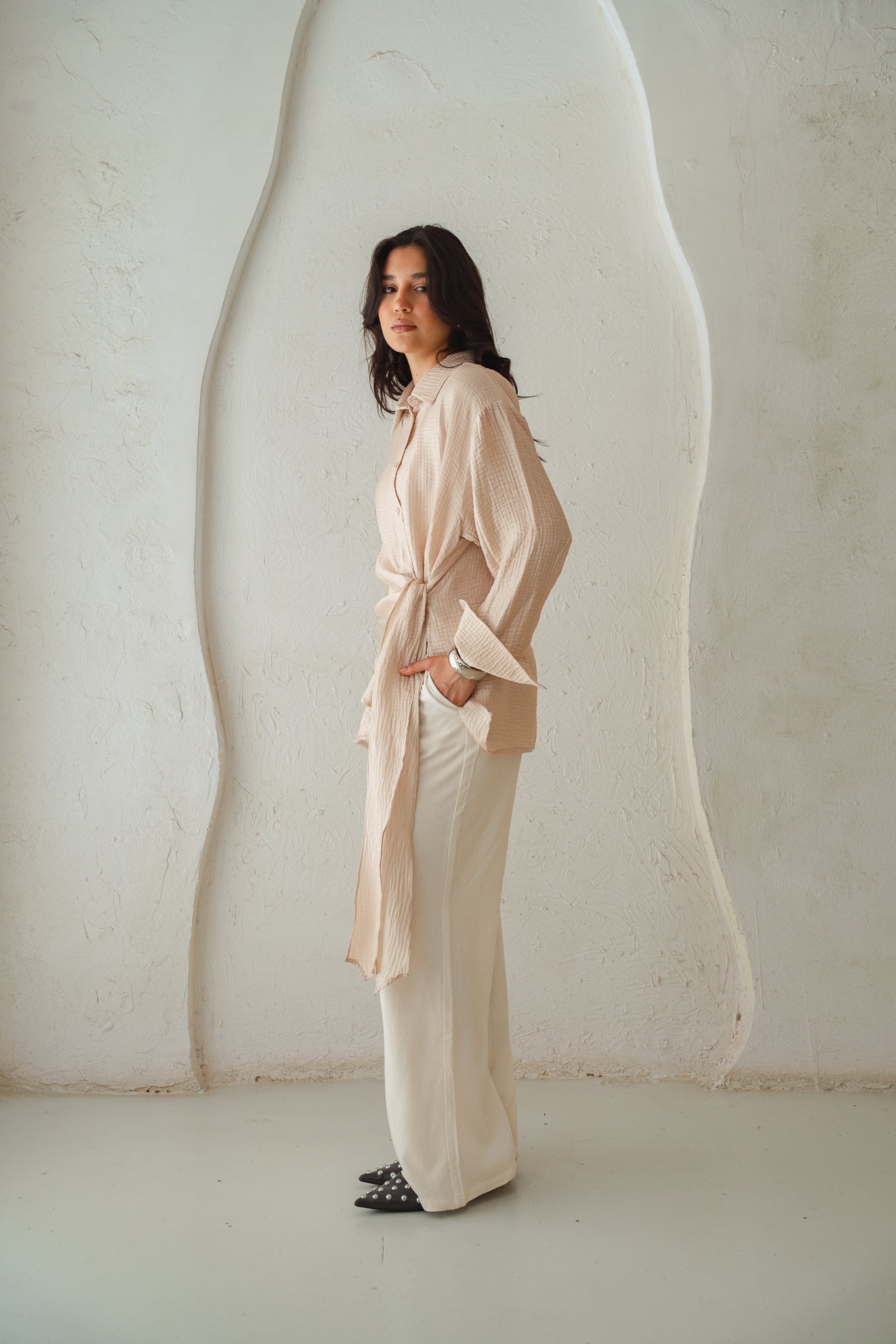 Sideways Blouse in Beige