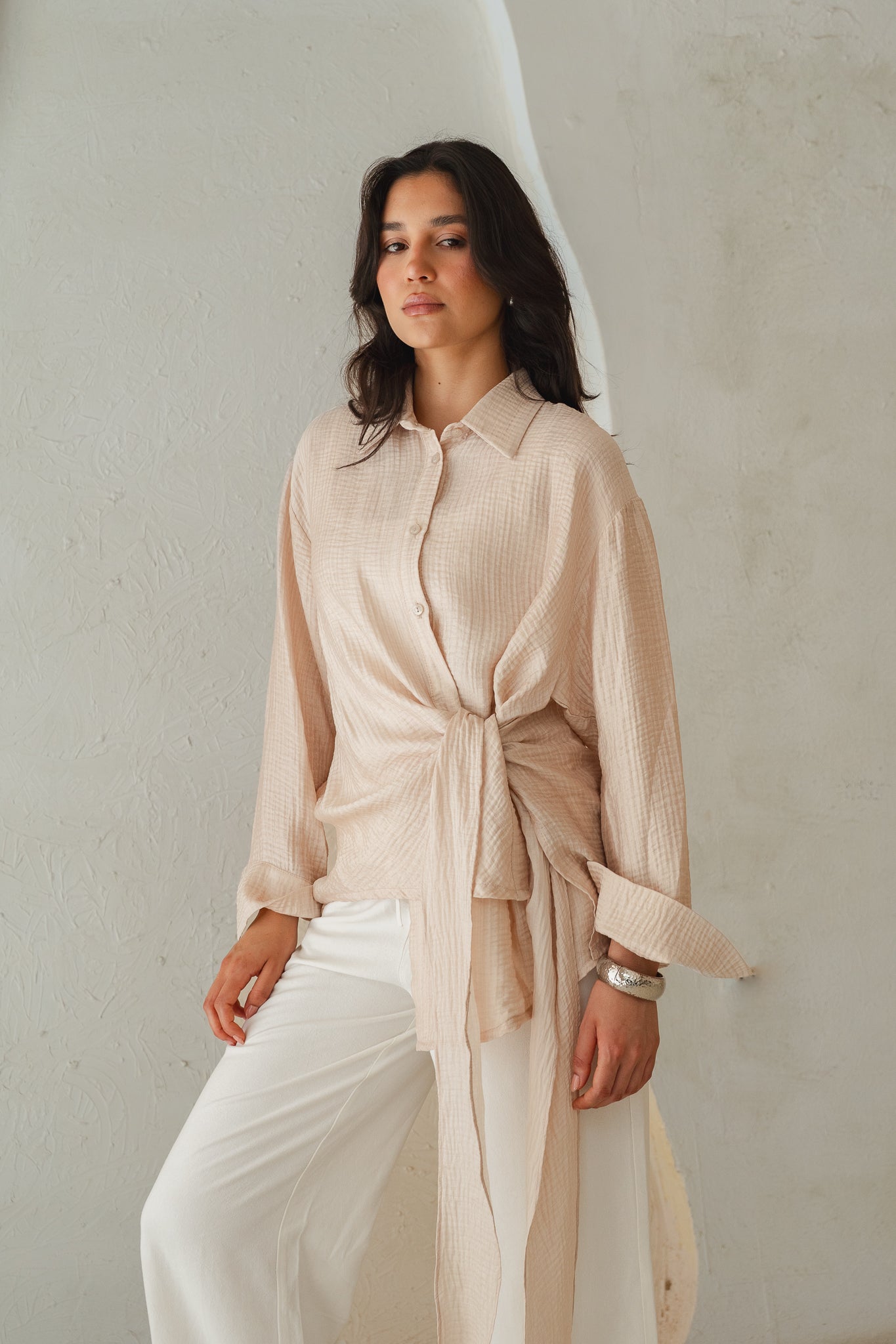 Sideways Blouse in Beige