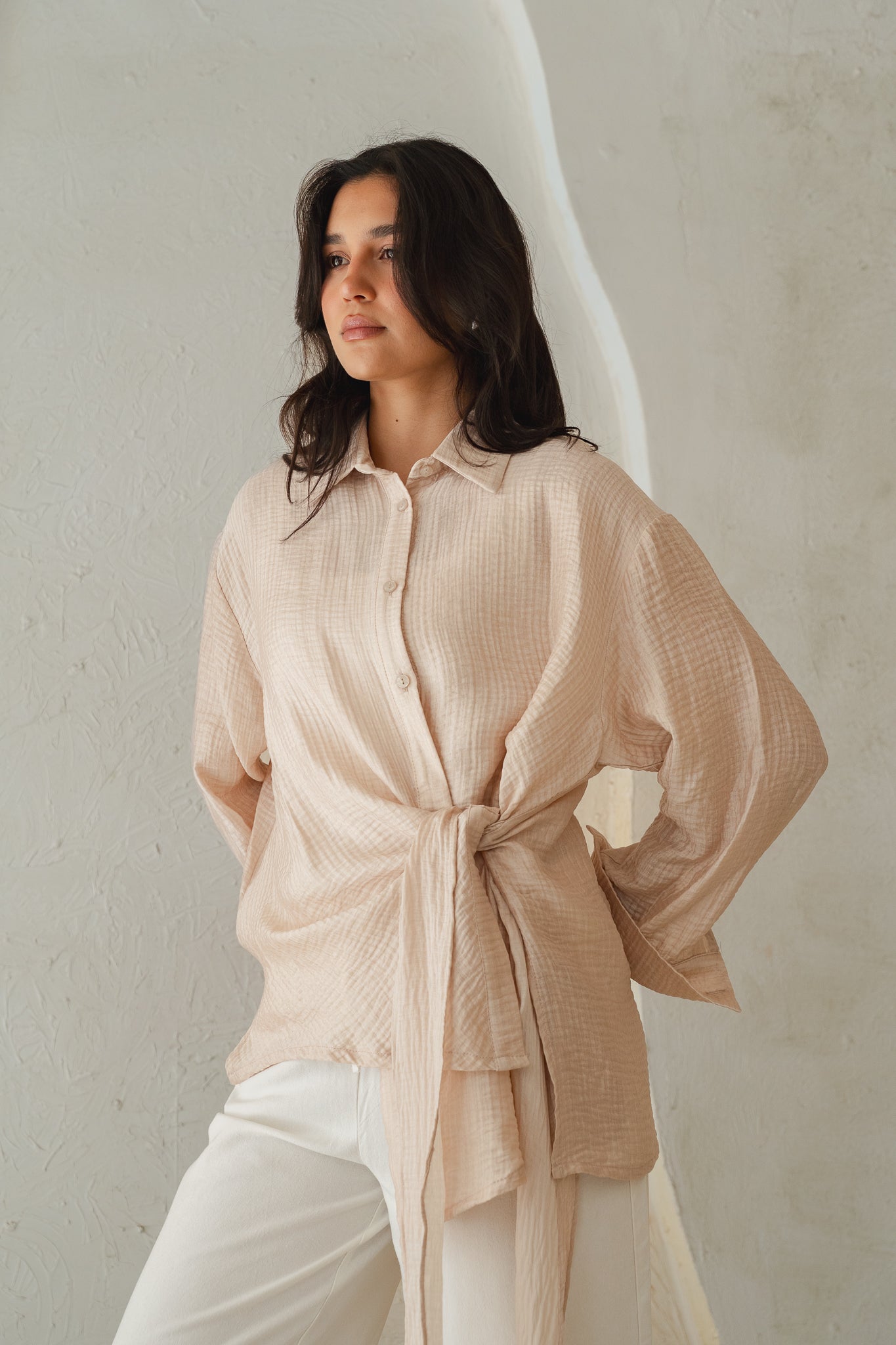 Sideways Blouse in Beige