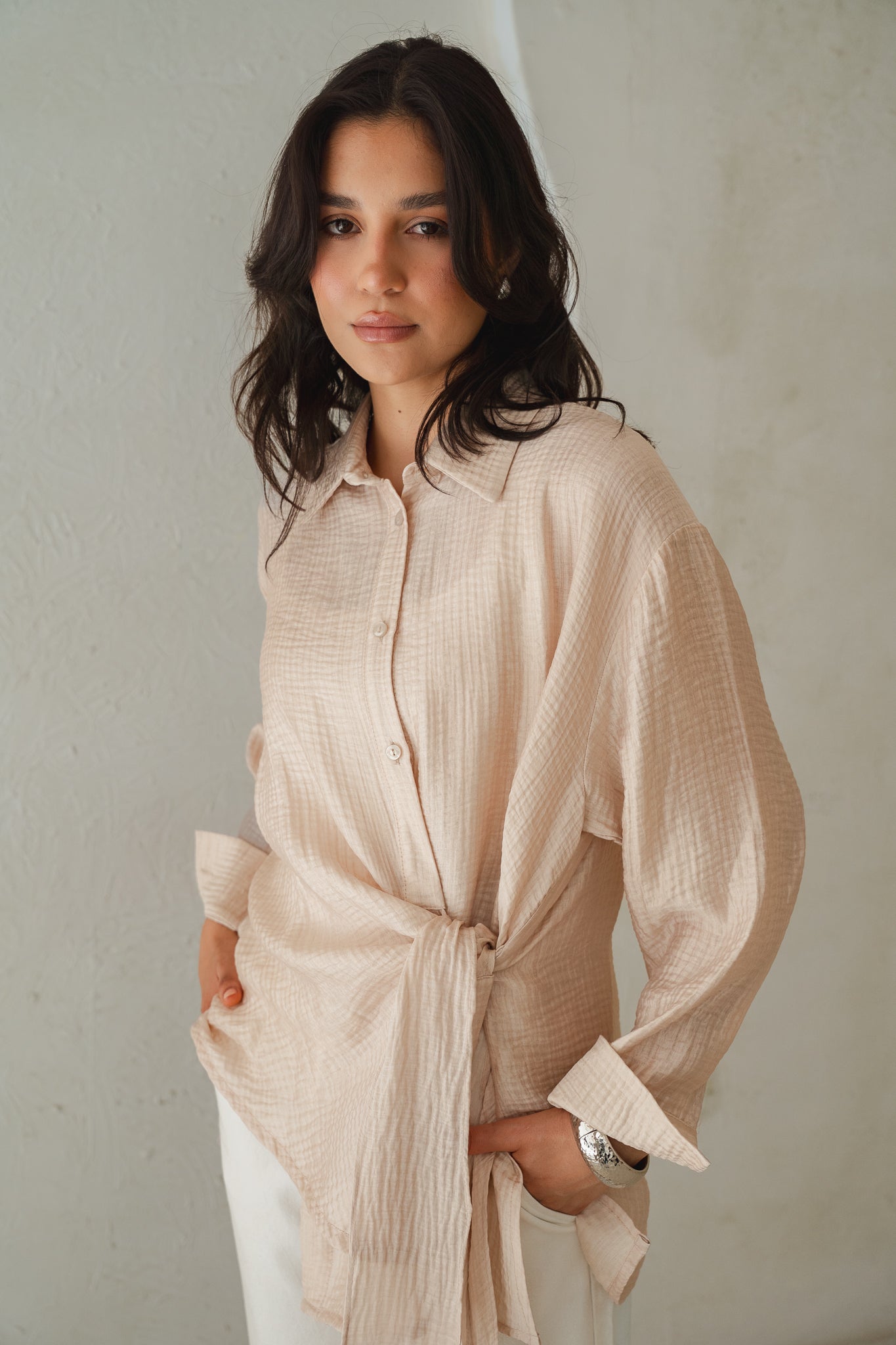 Sideways Blouse in Beige