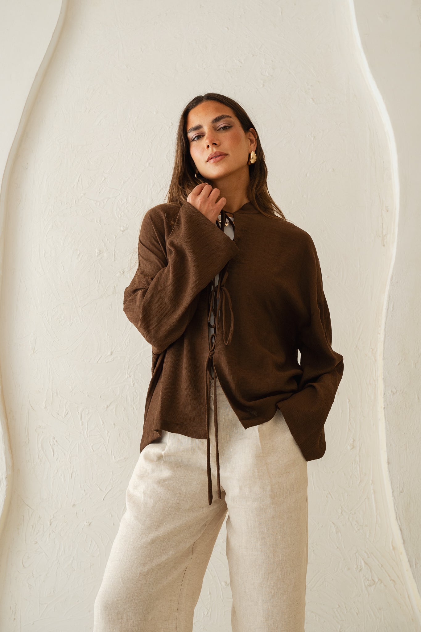 True Girl Top in Brown