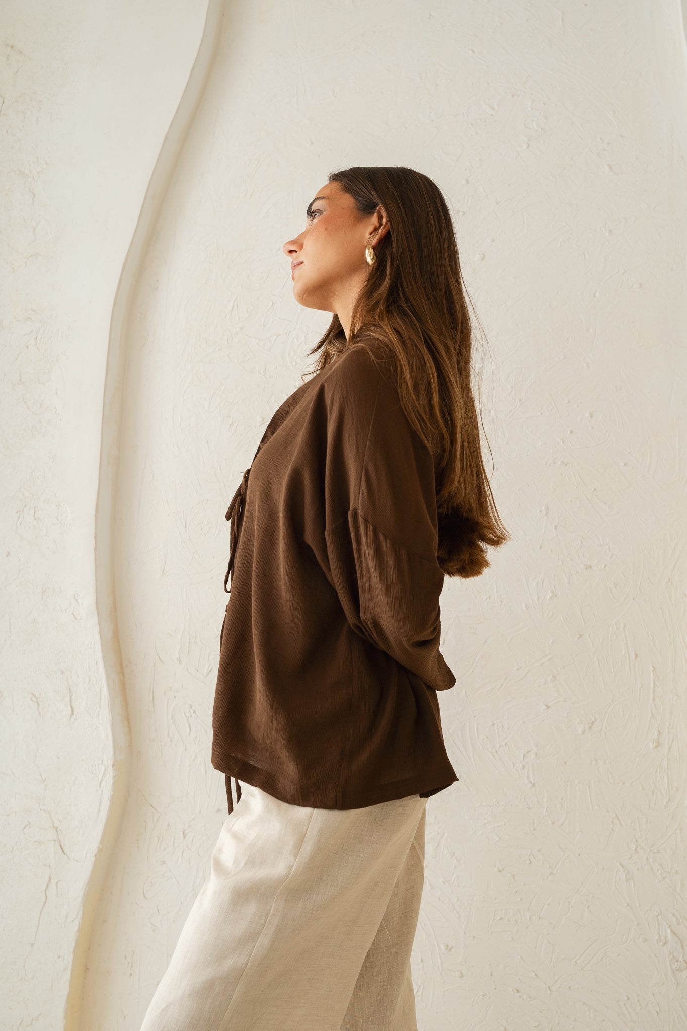 True Girl Top in Brown
