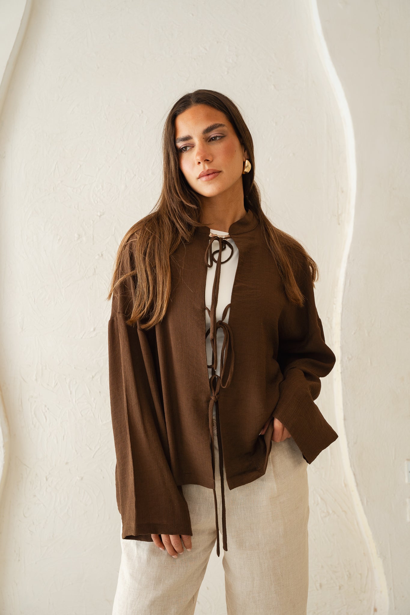 True Girl Top in Brown