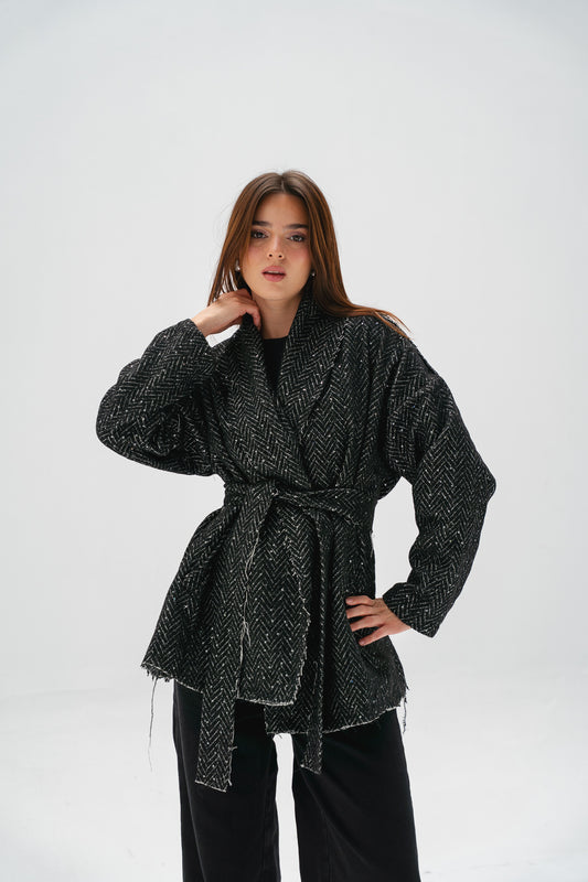 Night Out Tweed Jacket in Black