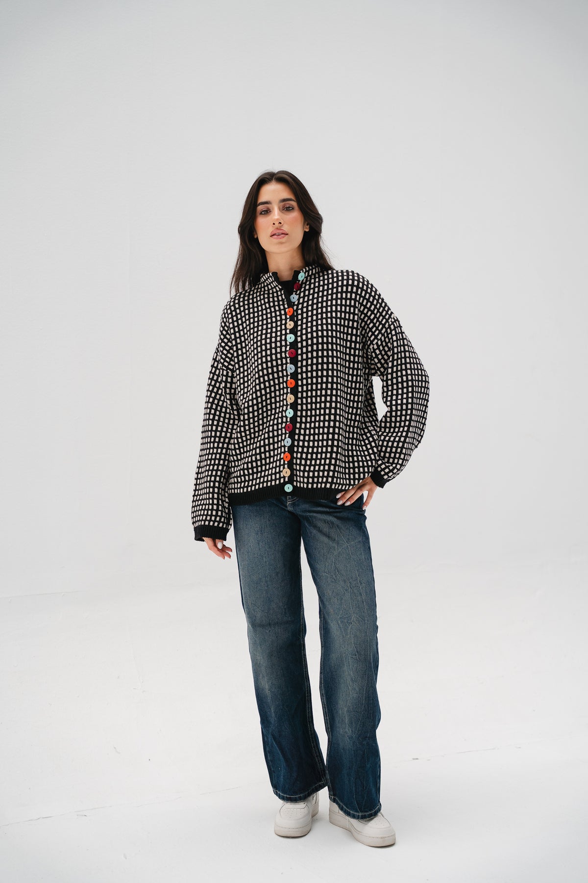 The Tiffany Cardigan in Checkered Black