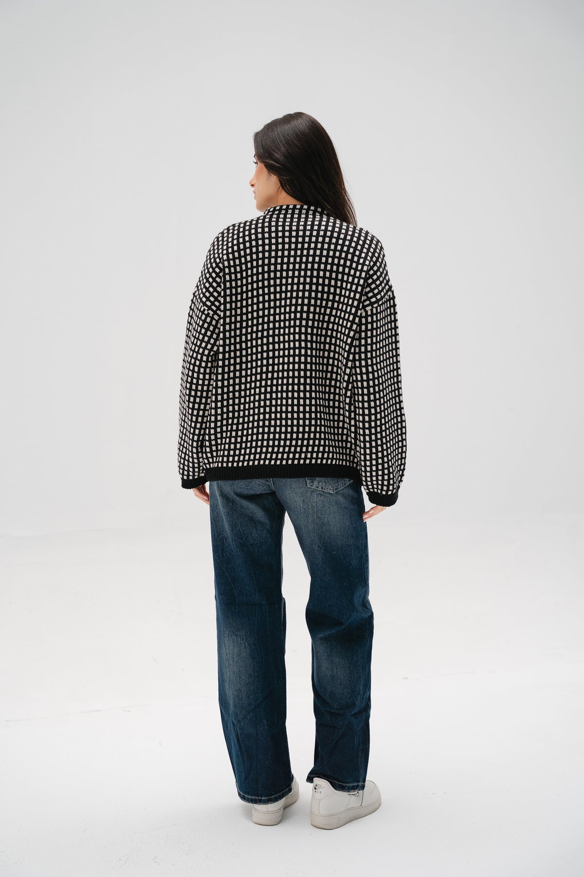 The Tiffany Cardigan in Checkered Black