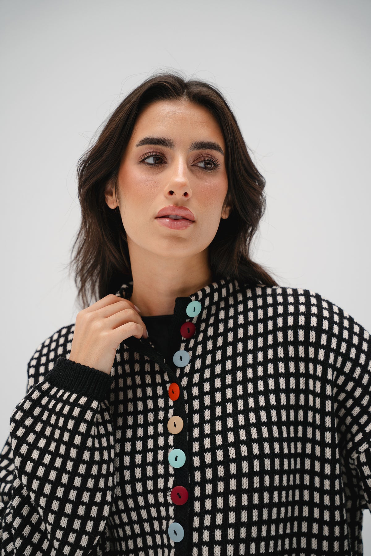 The Tiffany Cardigan in Checkered Black