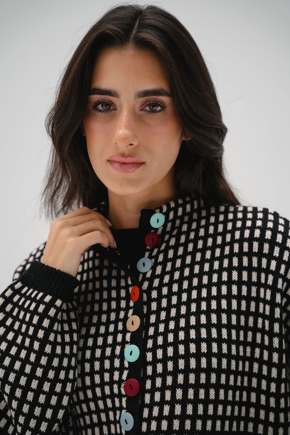 The Tiffany Cardigan in Checkered Black