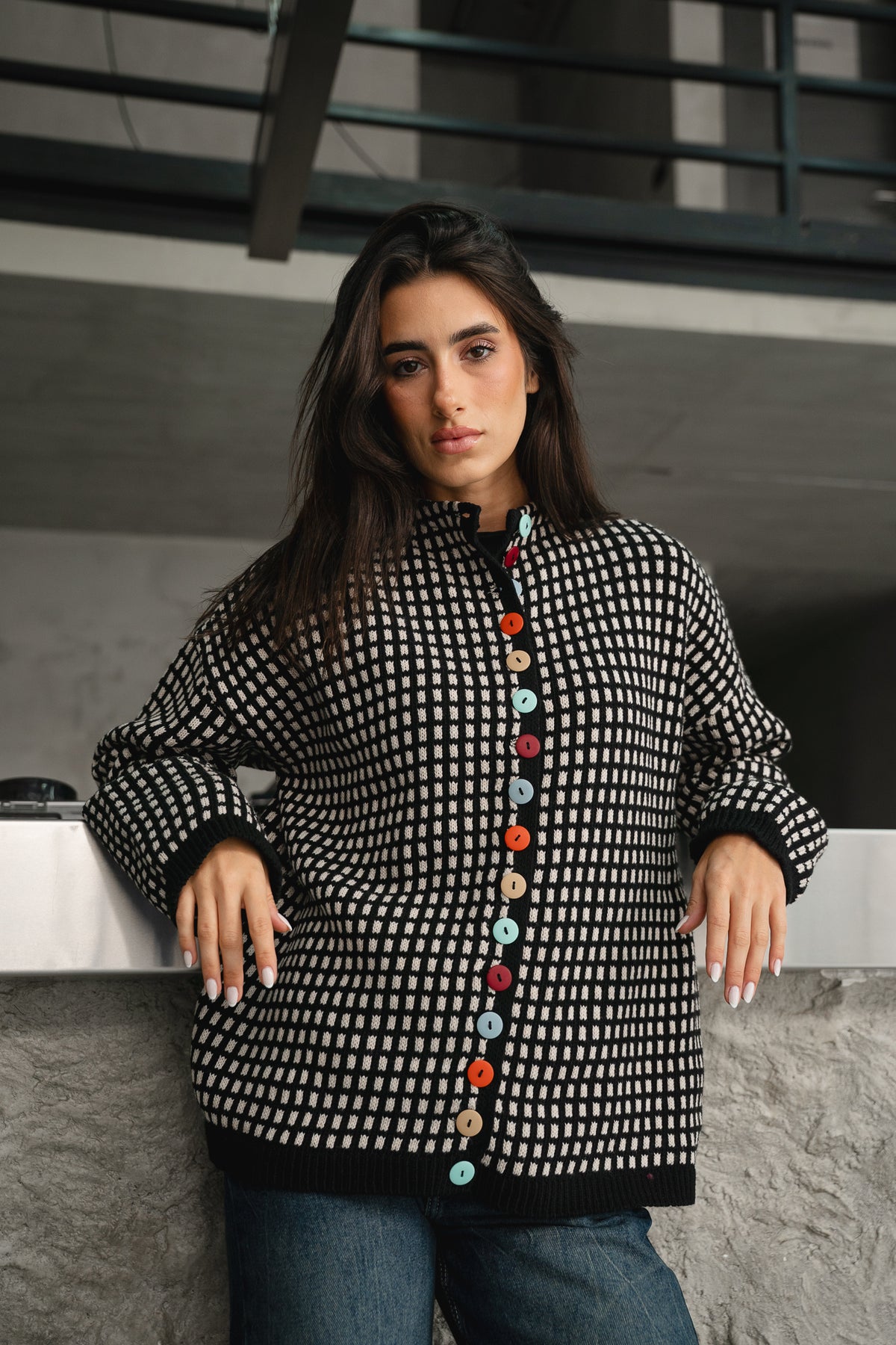 The Tiffany Cardigan in Checkered Black