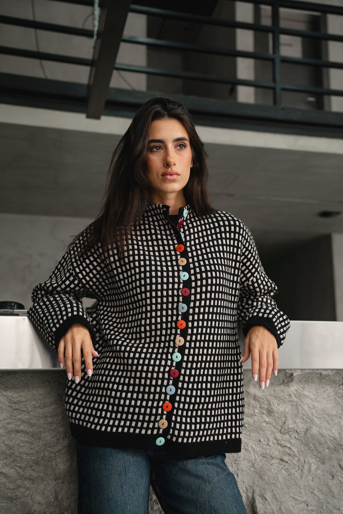 The Tiffany Cardigan in Checkered Black