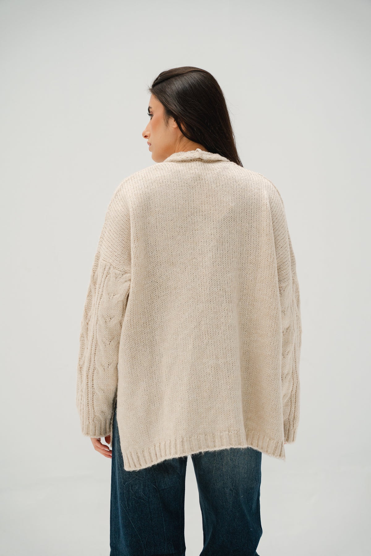 Relaxed Days Braided Cardigan in Beige