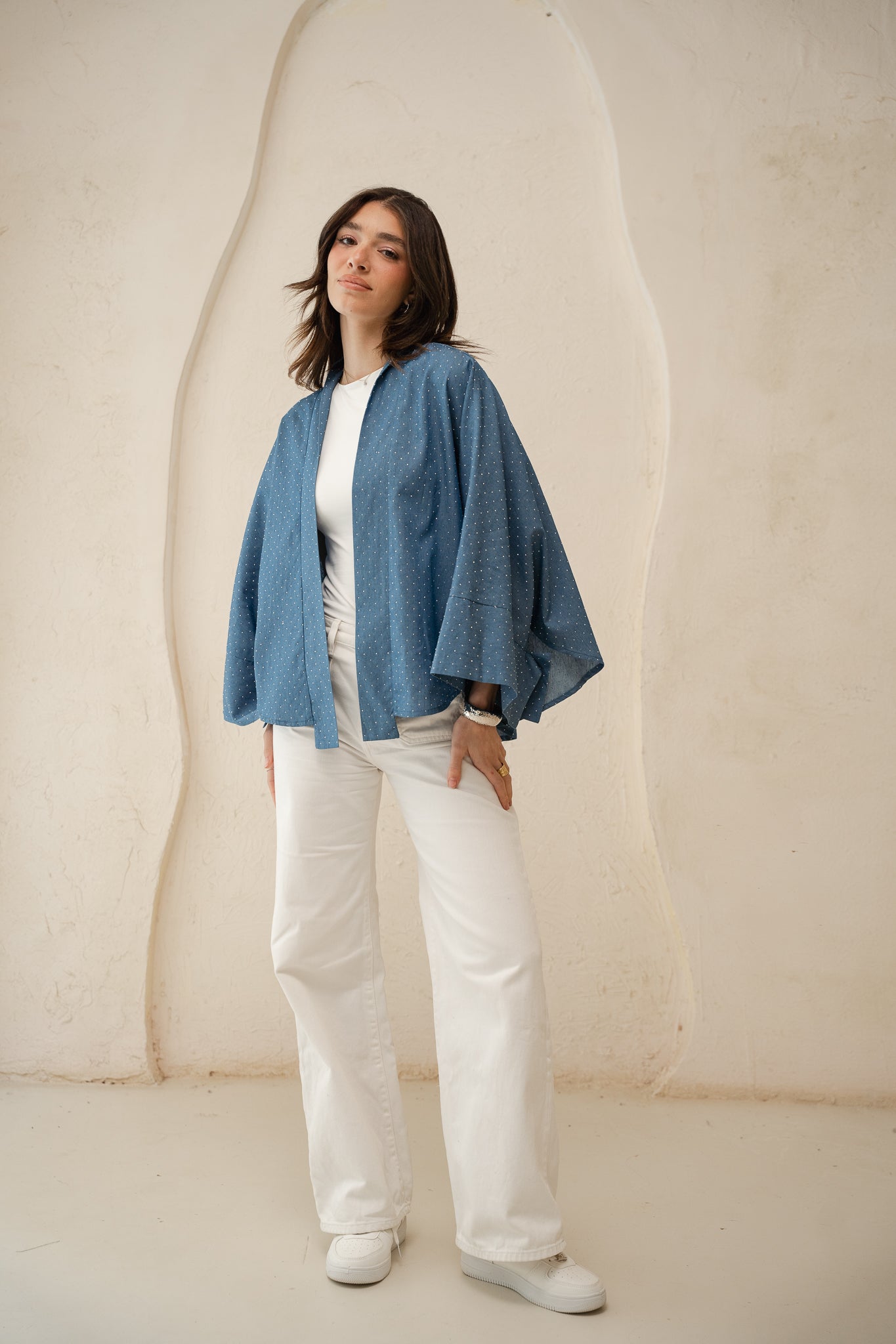 Starlight Studded Cardigan in Light blue