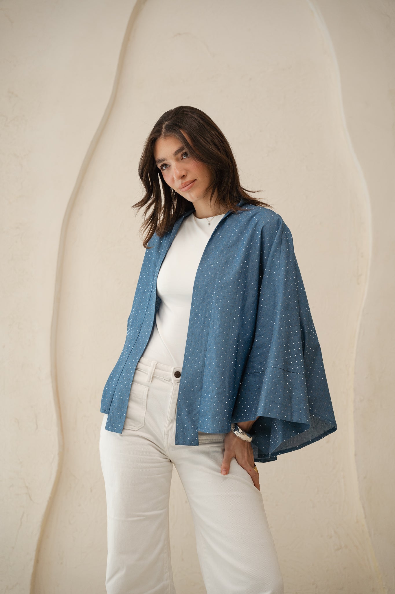 Starlight Studded Cardigan in Light blue