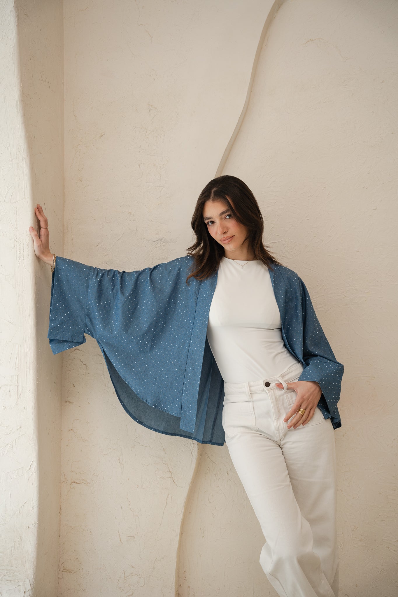 Starlight Studded Cardigan in Light blue
