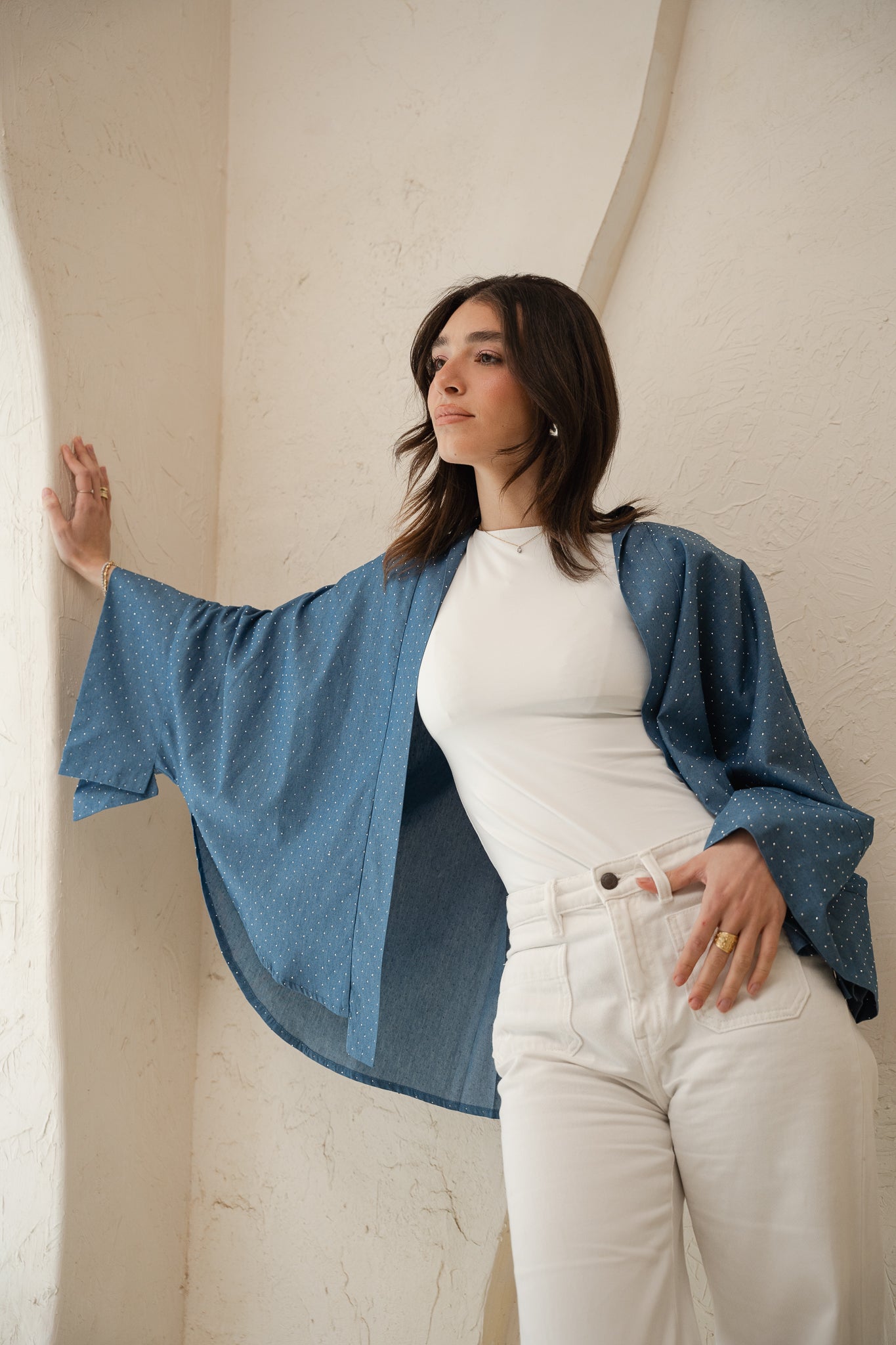 Starlight Studded Cardigan in Light blue