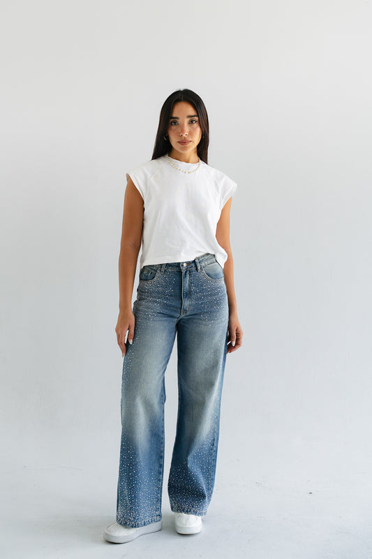 Sterling Studded Denim in Blue