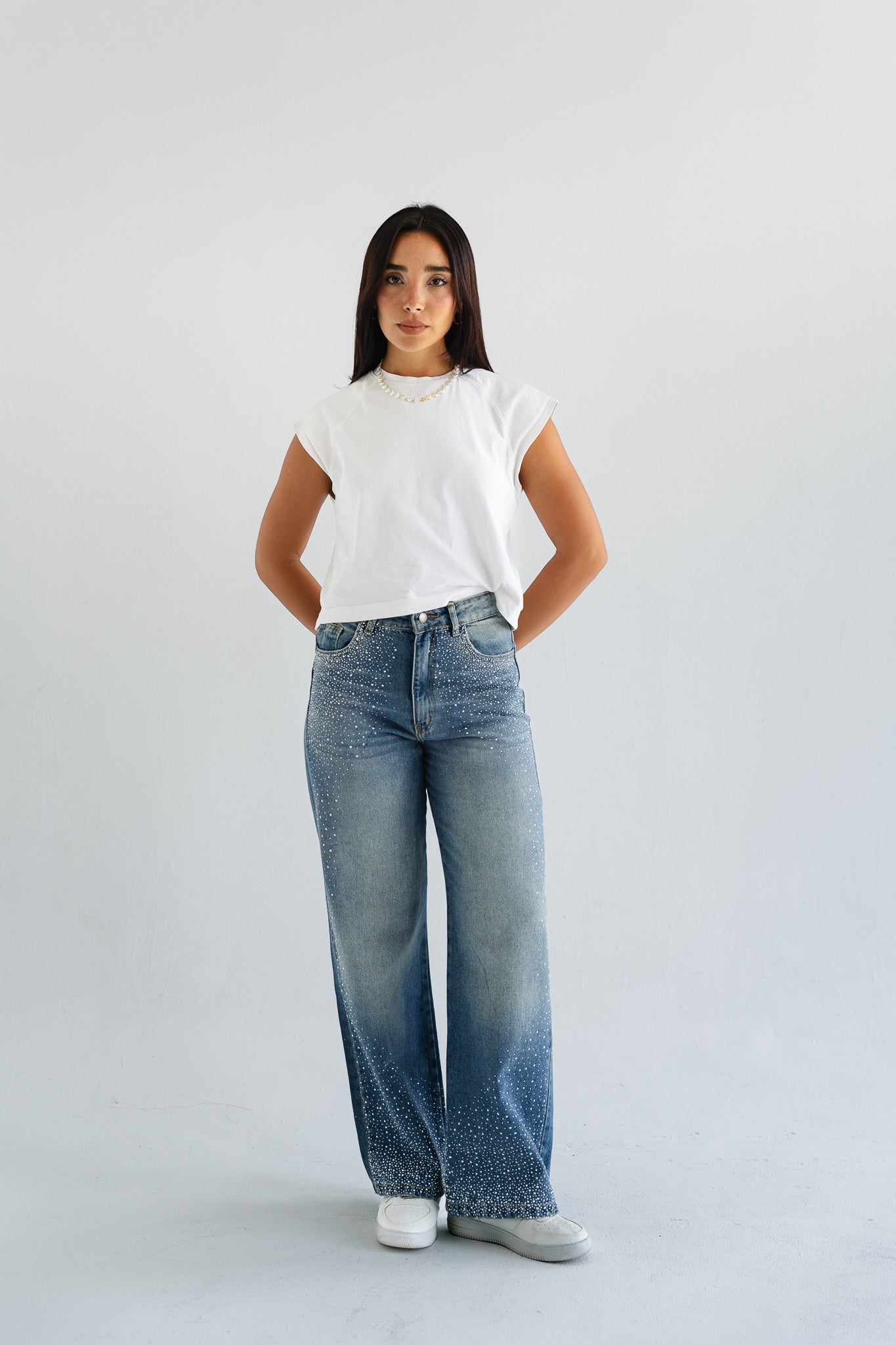 Sterling Studded Denim in Blue