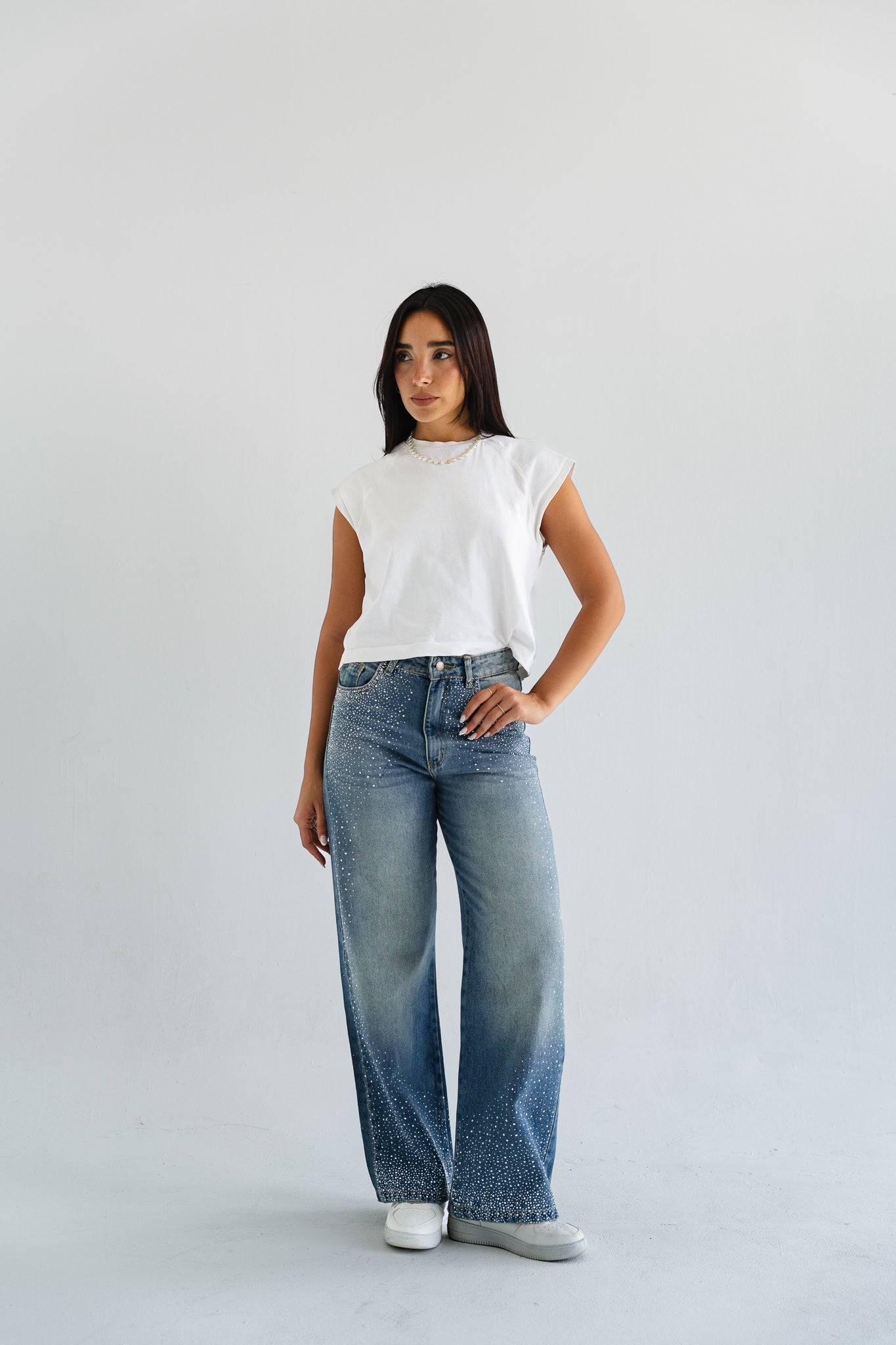 Sterling Studded Denim in Blue