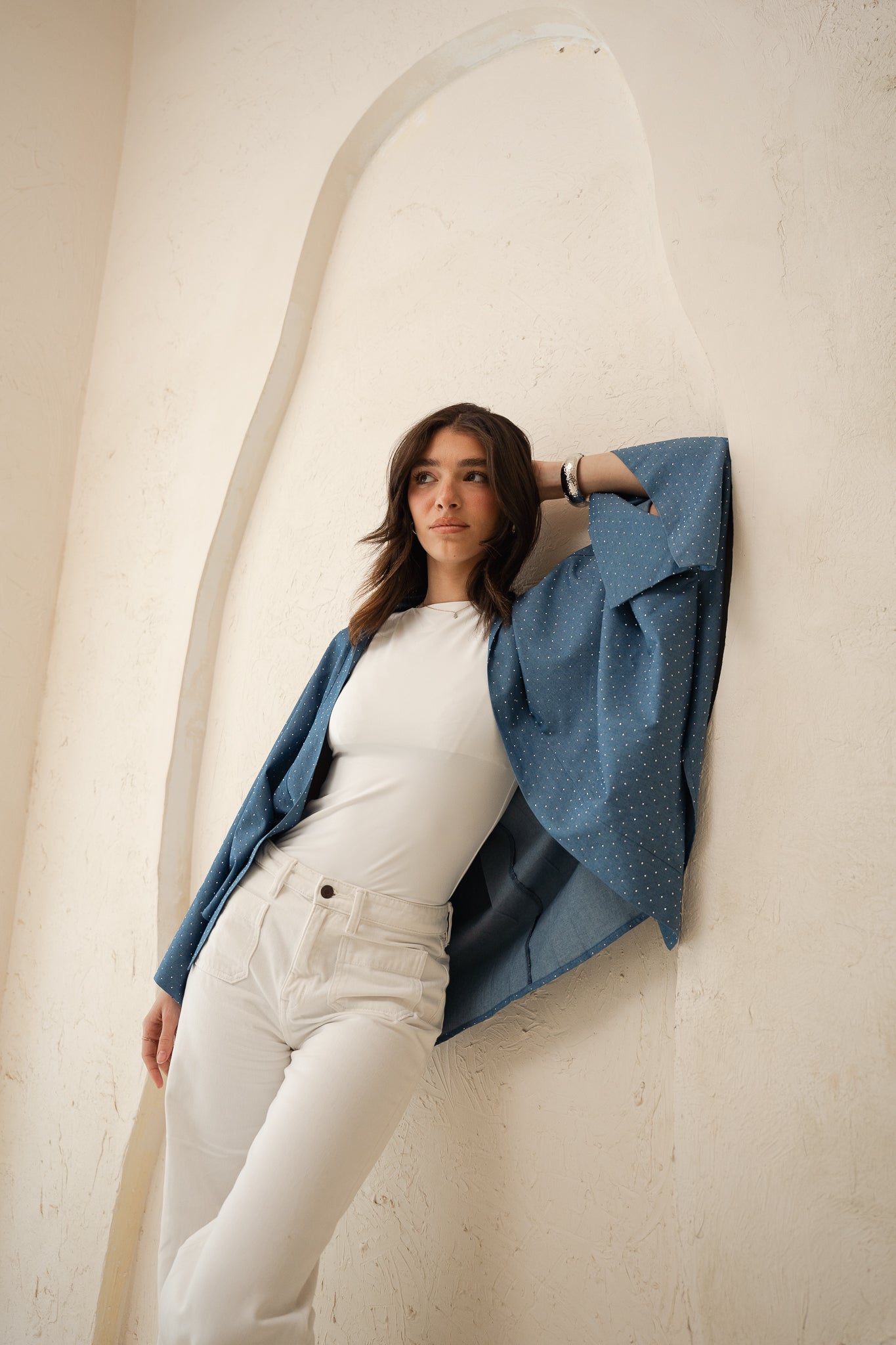 Starlight Studded Cardigan in Light blue