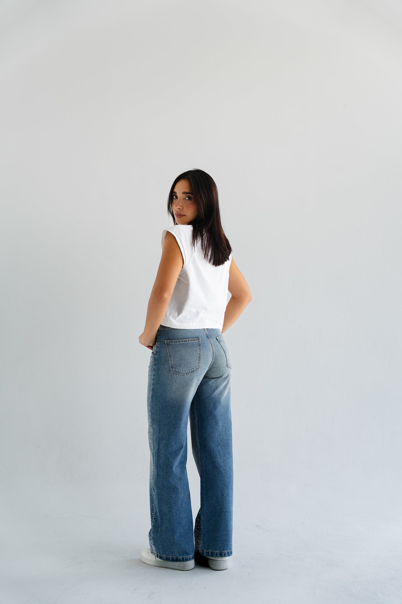 Sterling Studded Denim in Blue