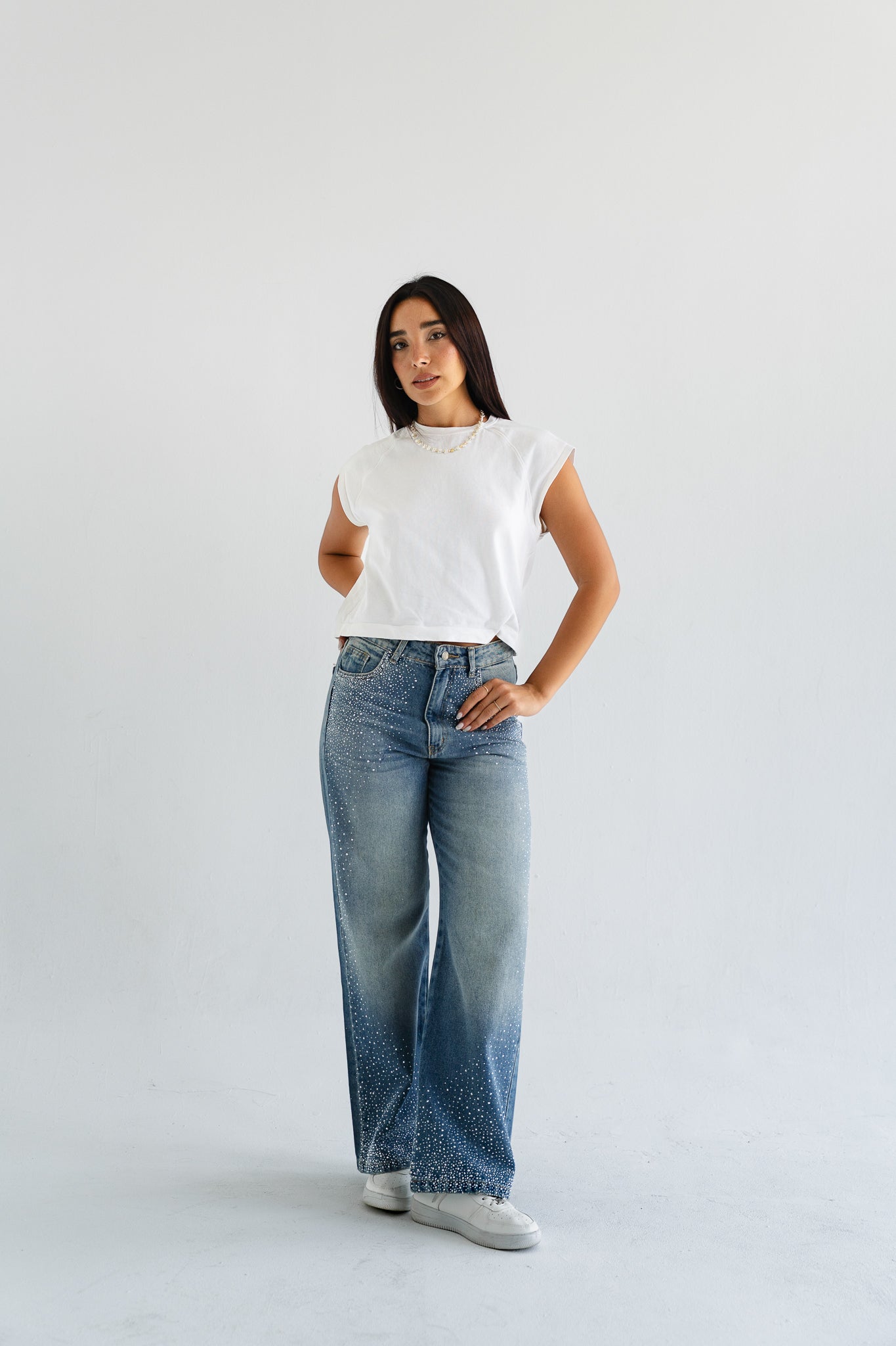 Sterling Studded Denim in Blue