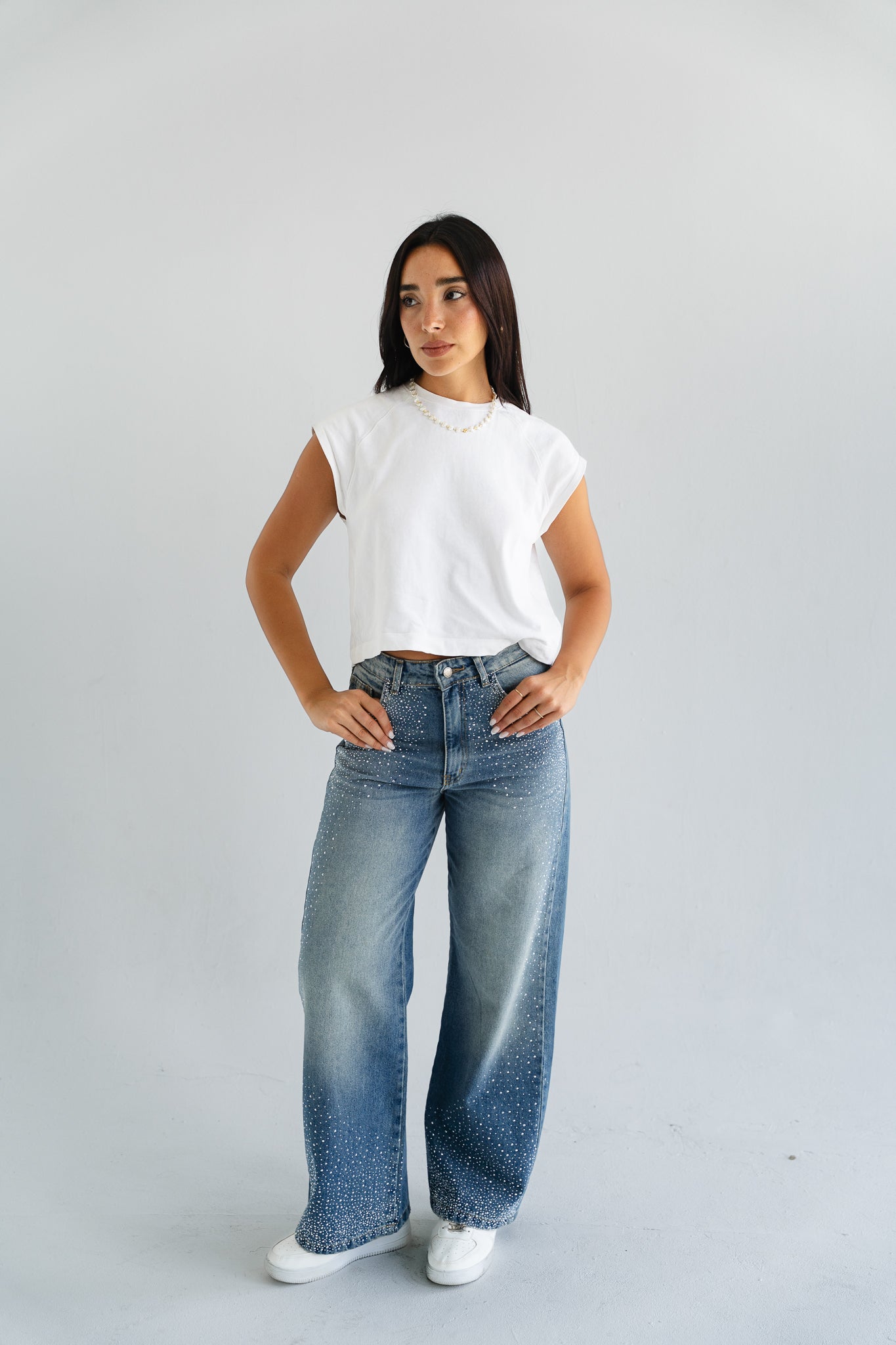 Sterling Studded Denim in Blue