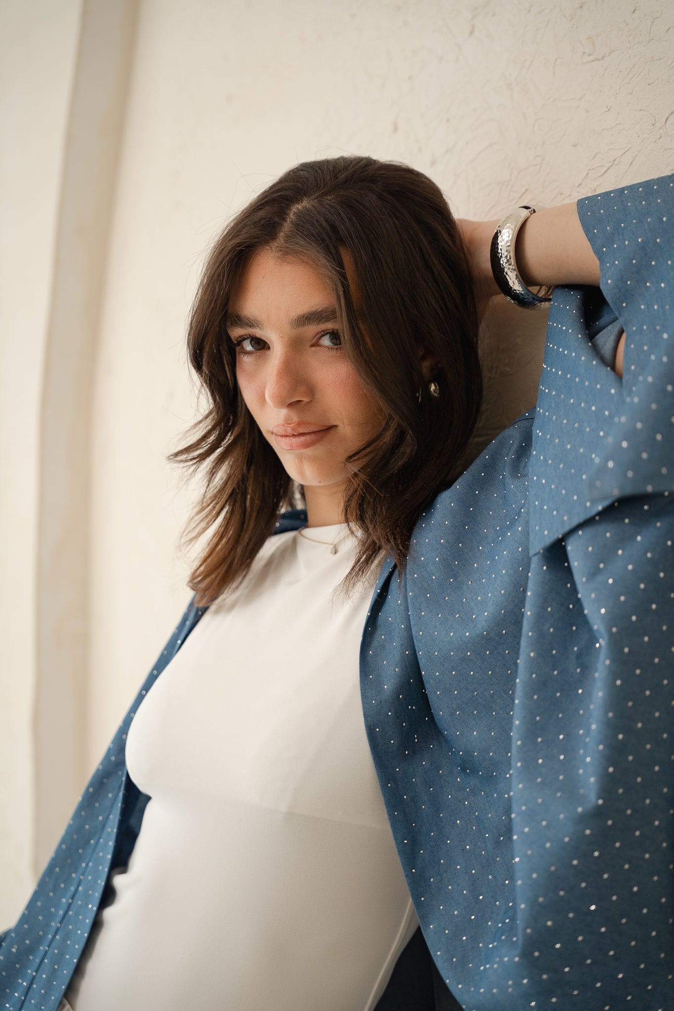 Starlight Studded Cardigan in Light blue