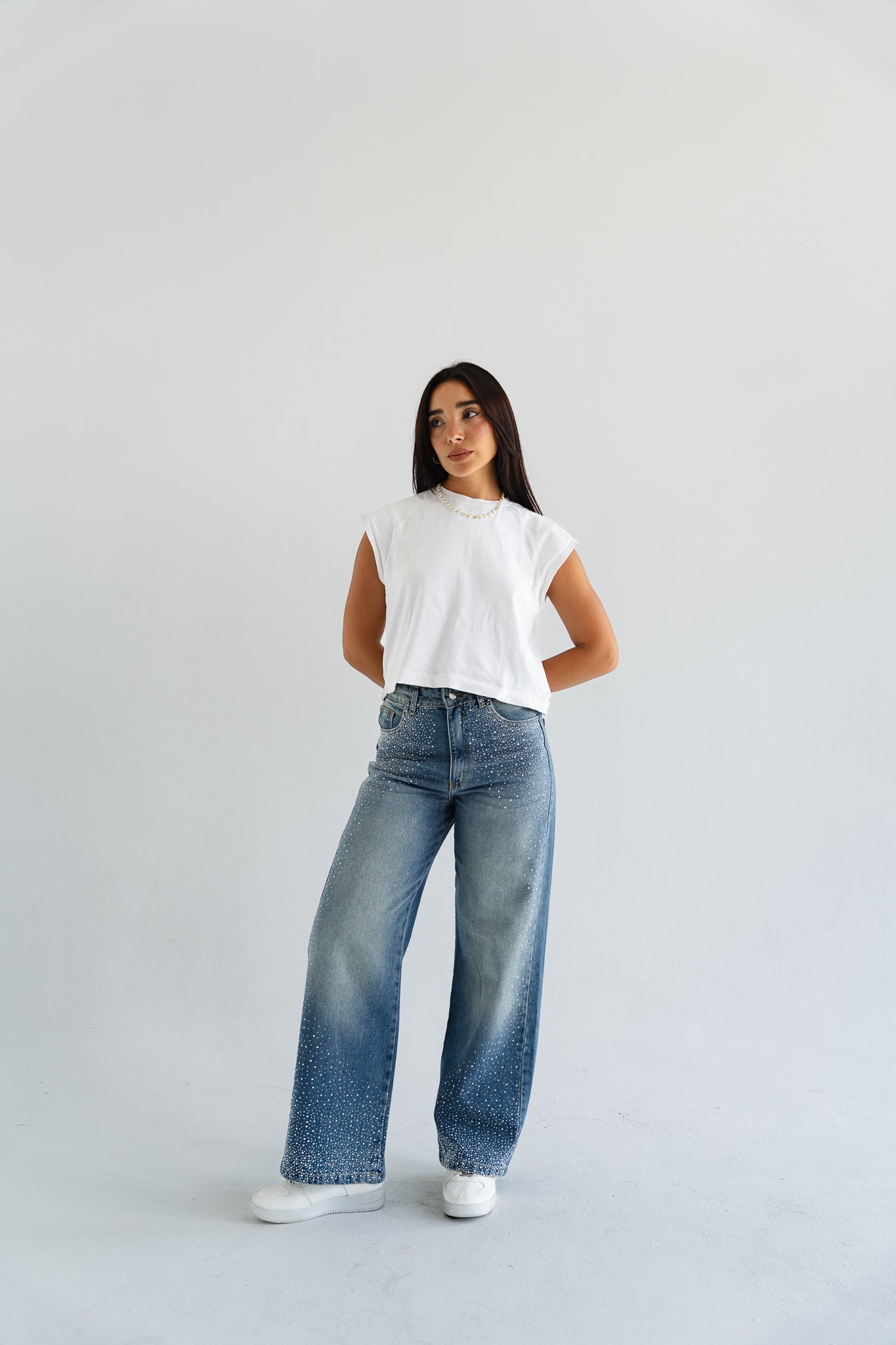 Sterling Studded Denim in Blue
