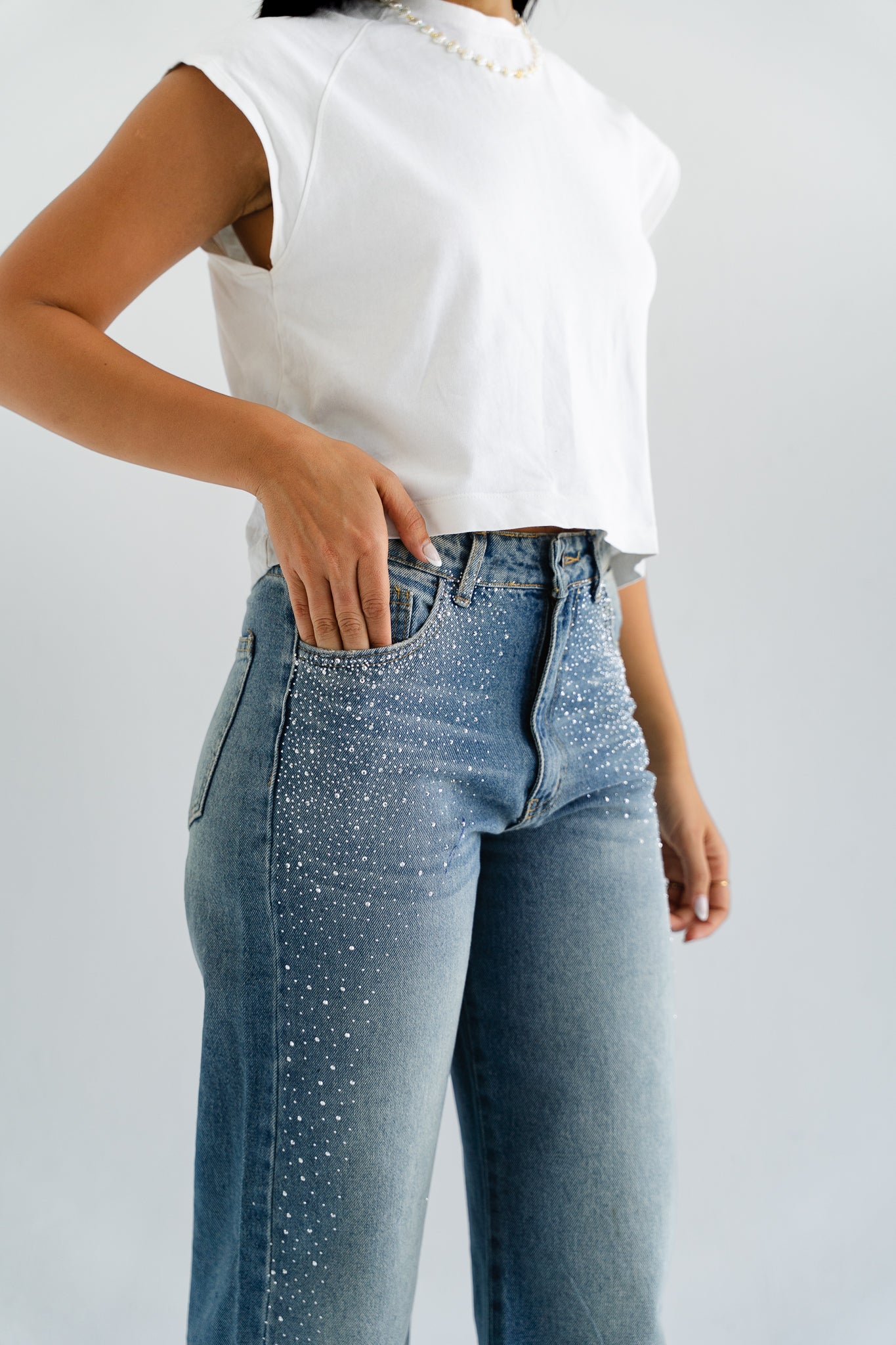 Sterling Studded Denim in Blue