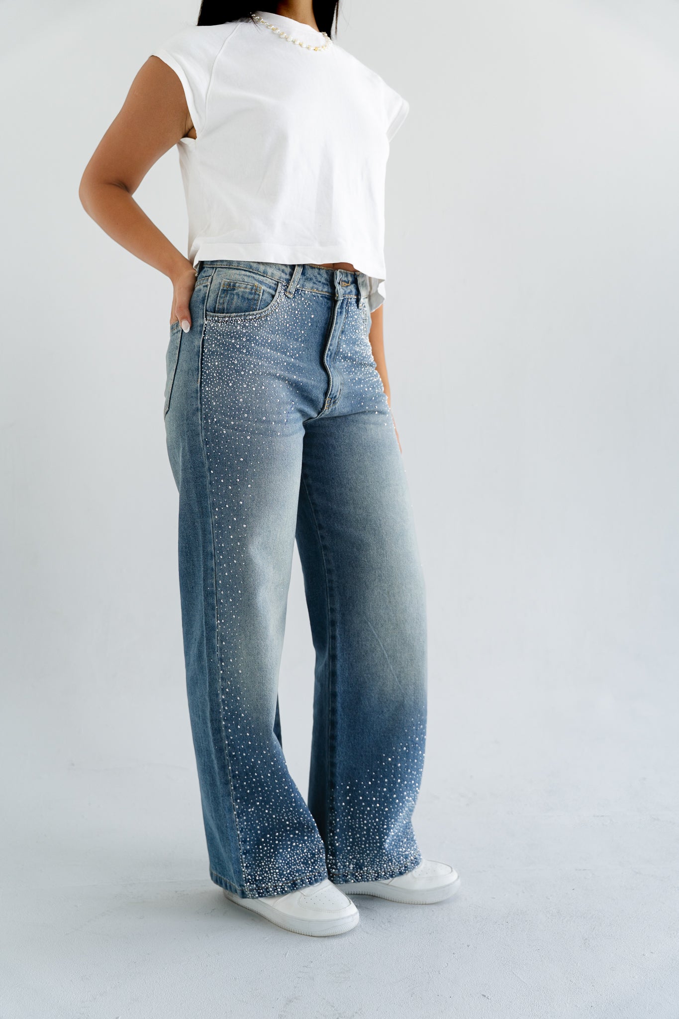 Sterling Studded Denim in Blue