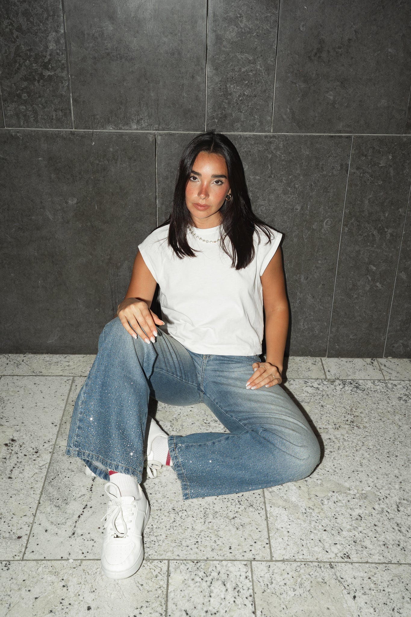 Sterling Studded Denim in Blue