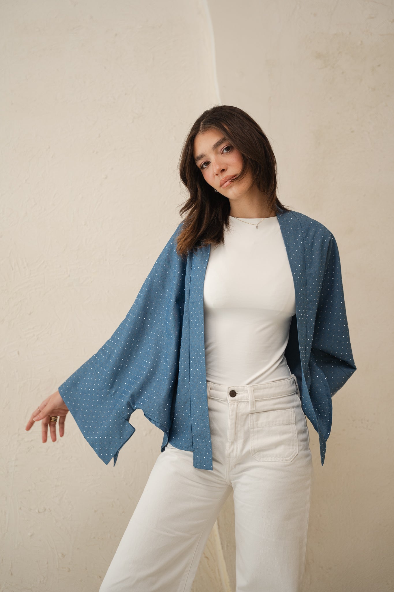 Starlight Studded Cardigan in Light blue