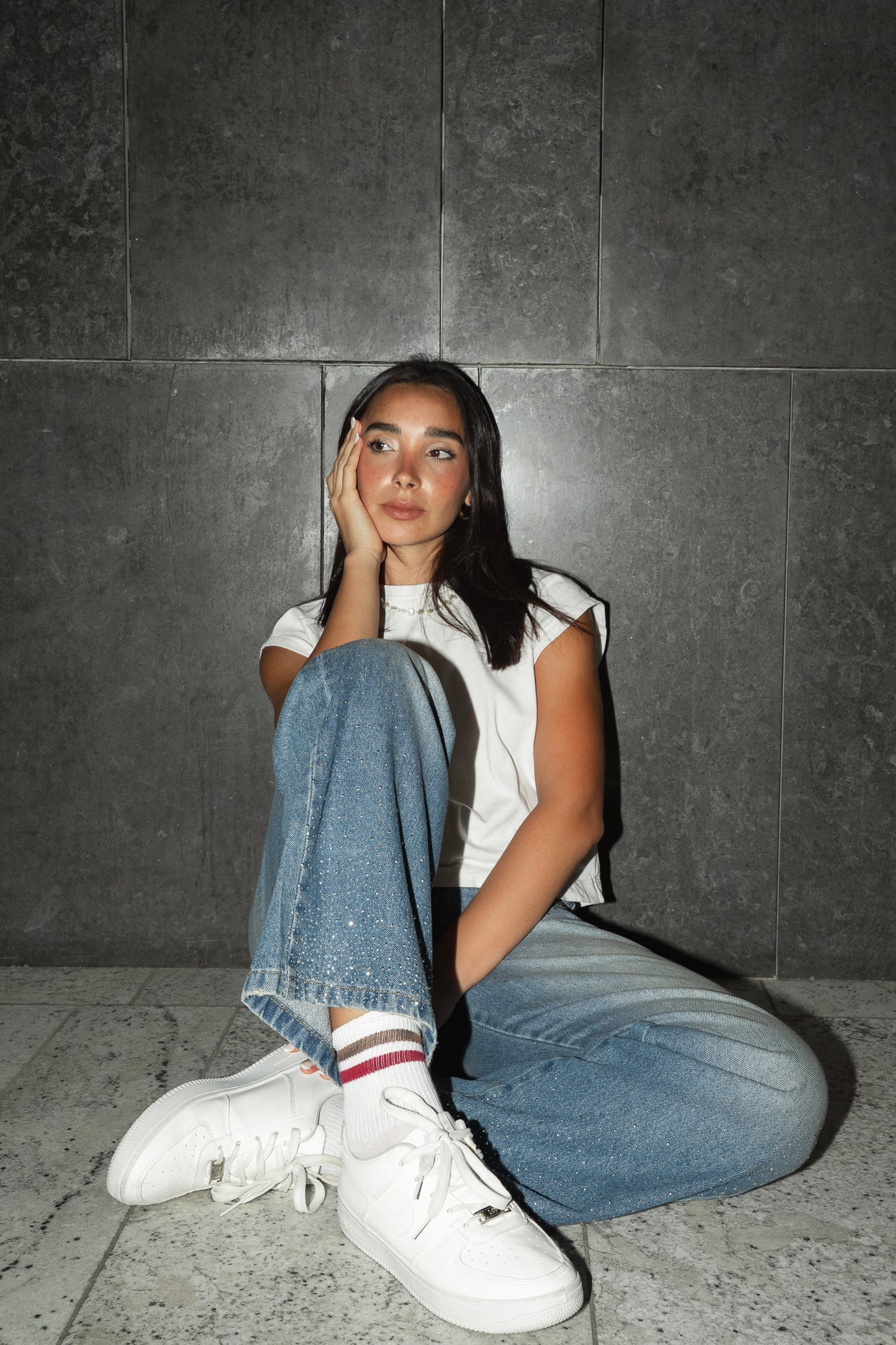 Sterling Studded Denim in Blue