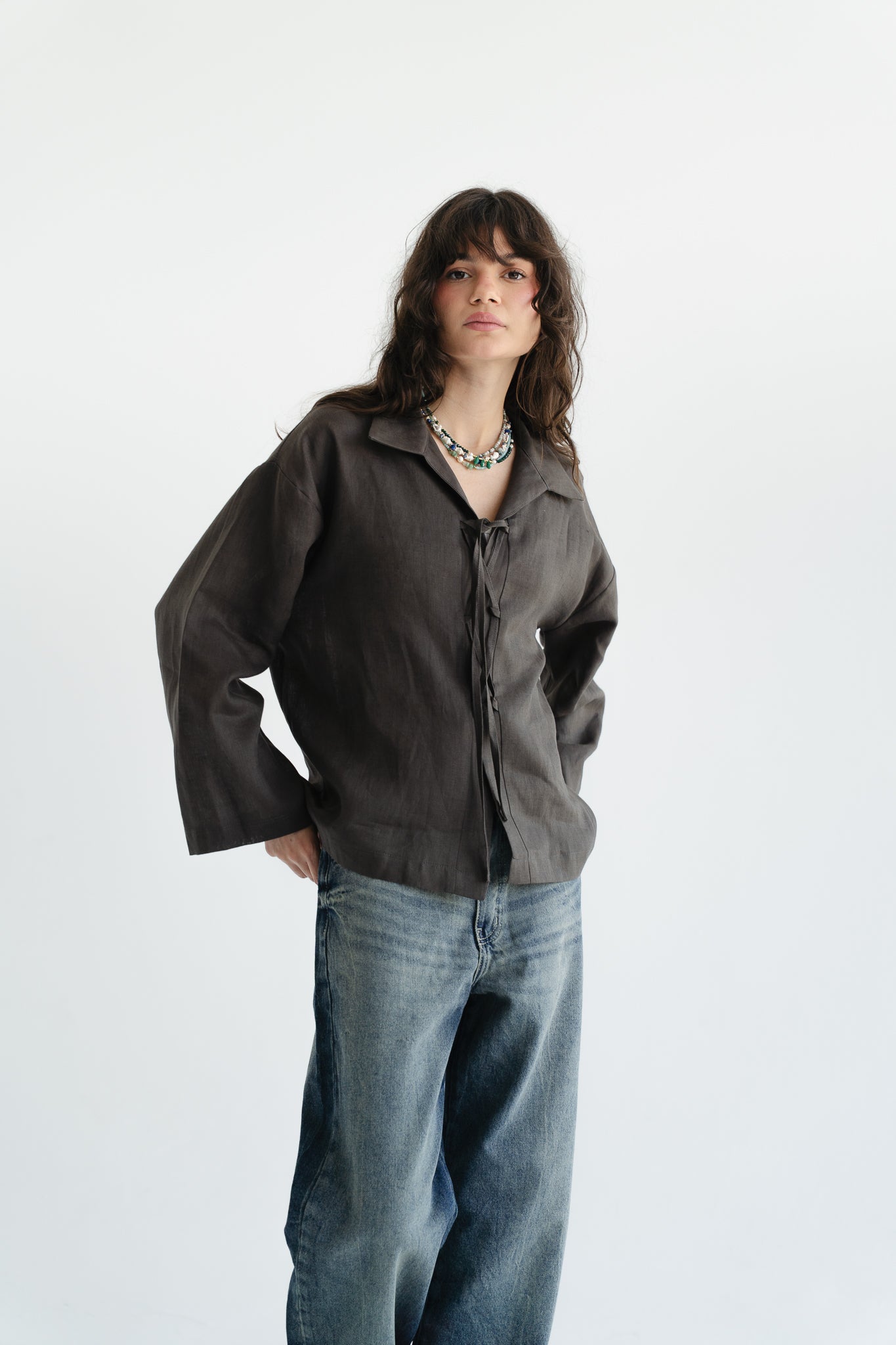 City Linen Blouse in Stone