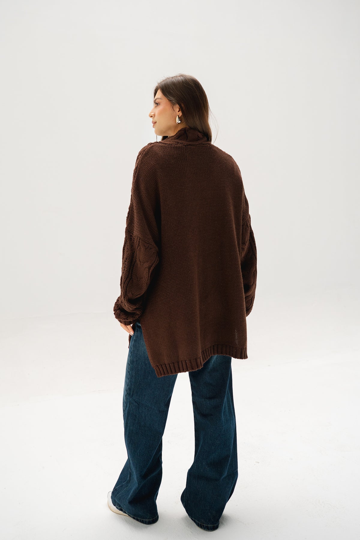 Relaxed Days Braided Cardigan in Brown